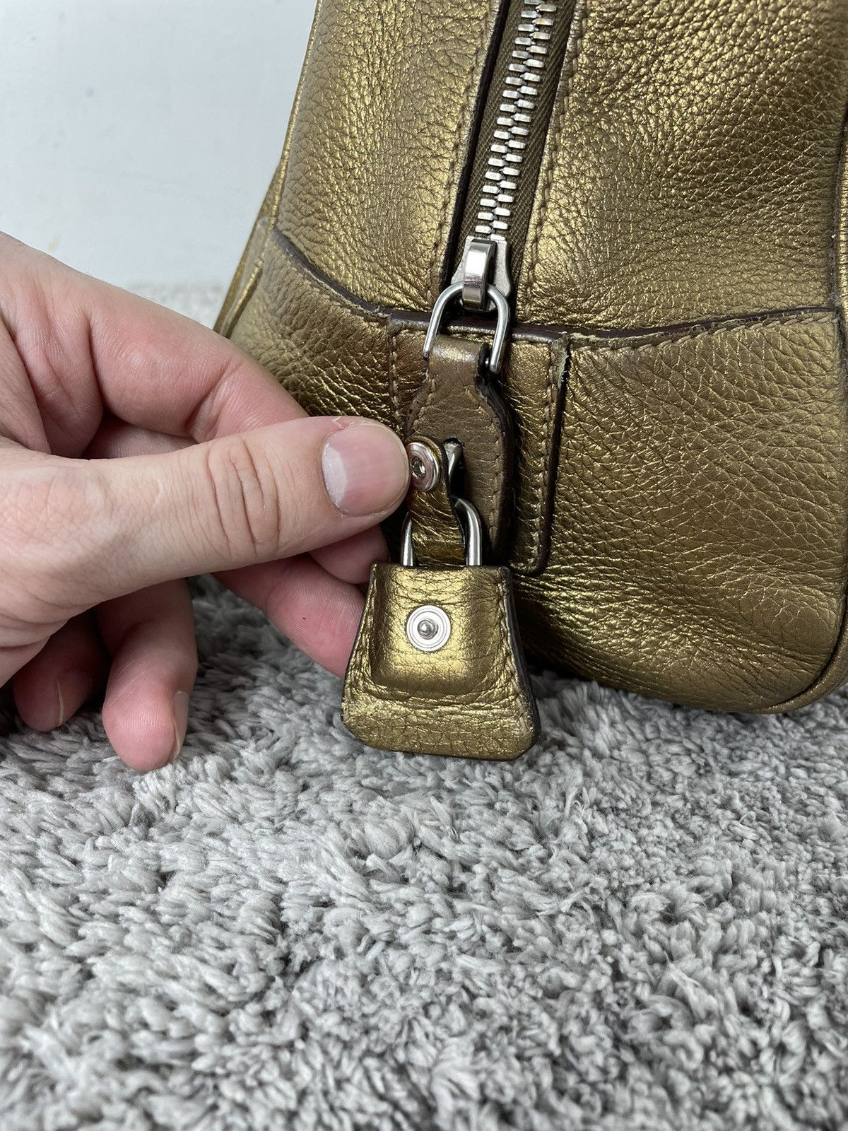 Prada Prada Metallic Gold Leather Logo Satchel Size ONE SIZE - 14 Thumbnail