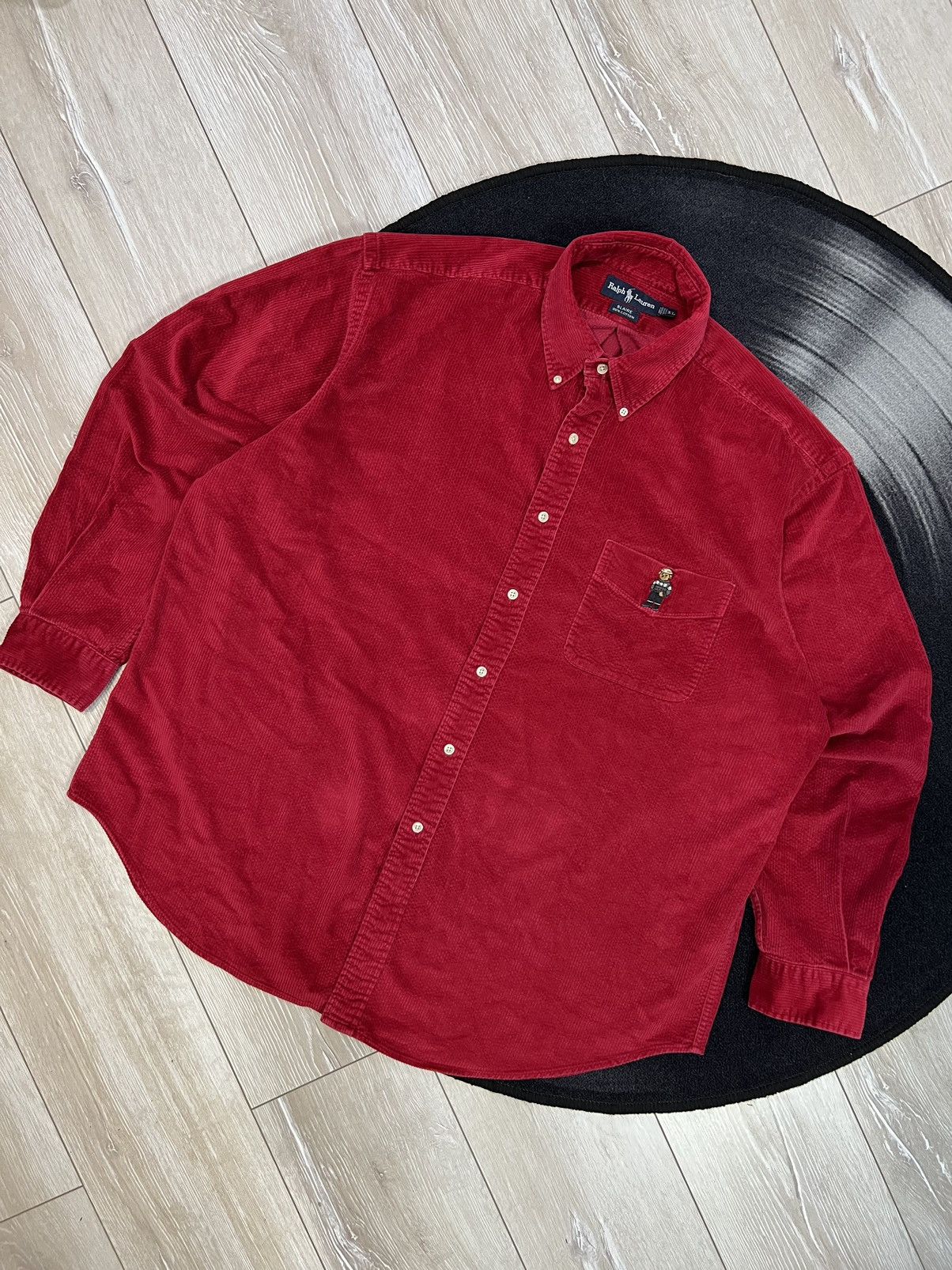 Polo Ralph Lauren Vintage Ralph Lauren Polo Bear Red Corduroy Shirt XL Size US XL / EU 56 / 4 - 3 Thumbnail