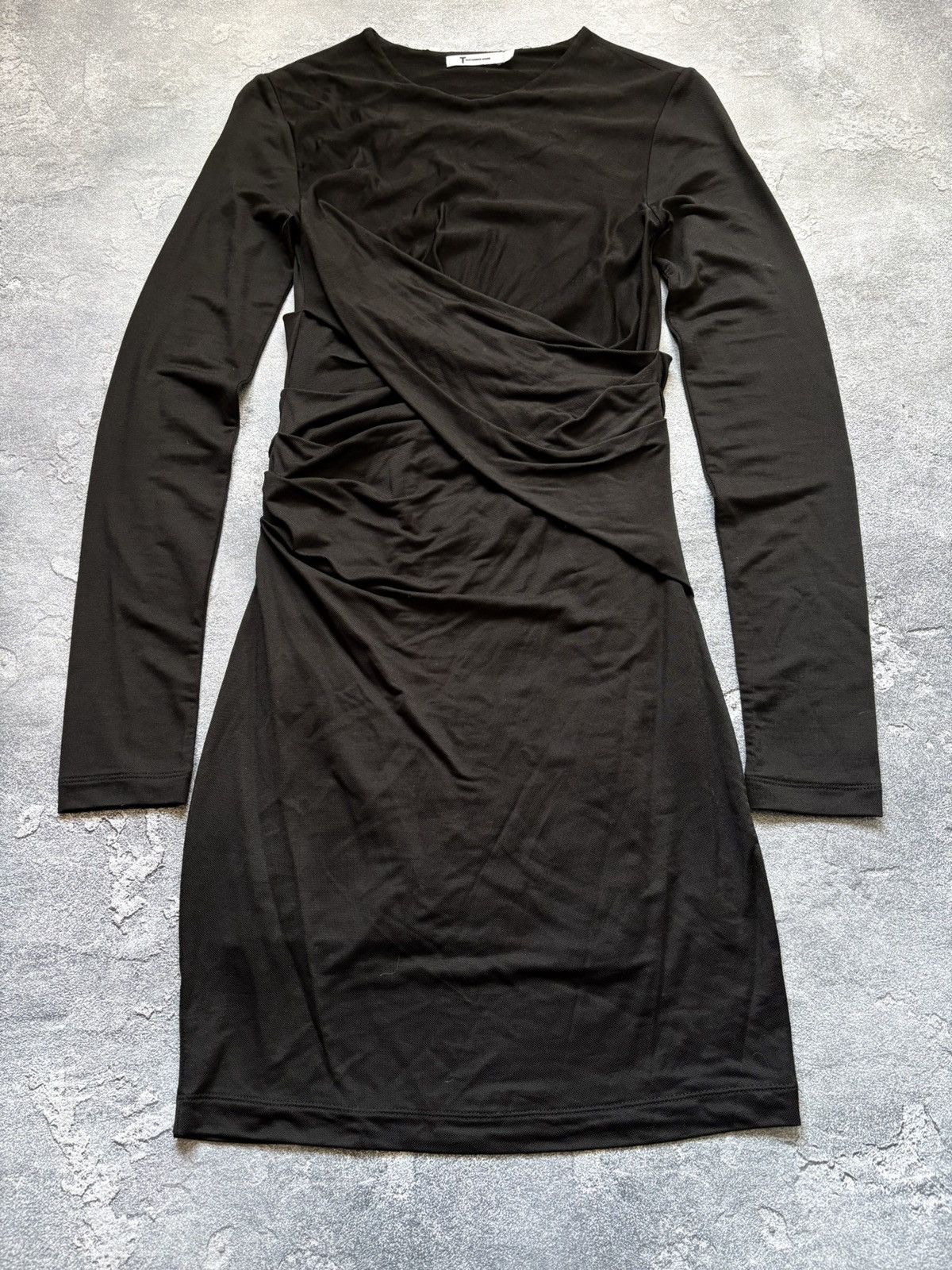 T by Alexander Wang T By Alexander Wang Designer Ruched Long Sleeve Black Dress Size S / US 4 / IT 40 - 4 Thumbnail