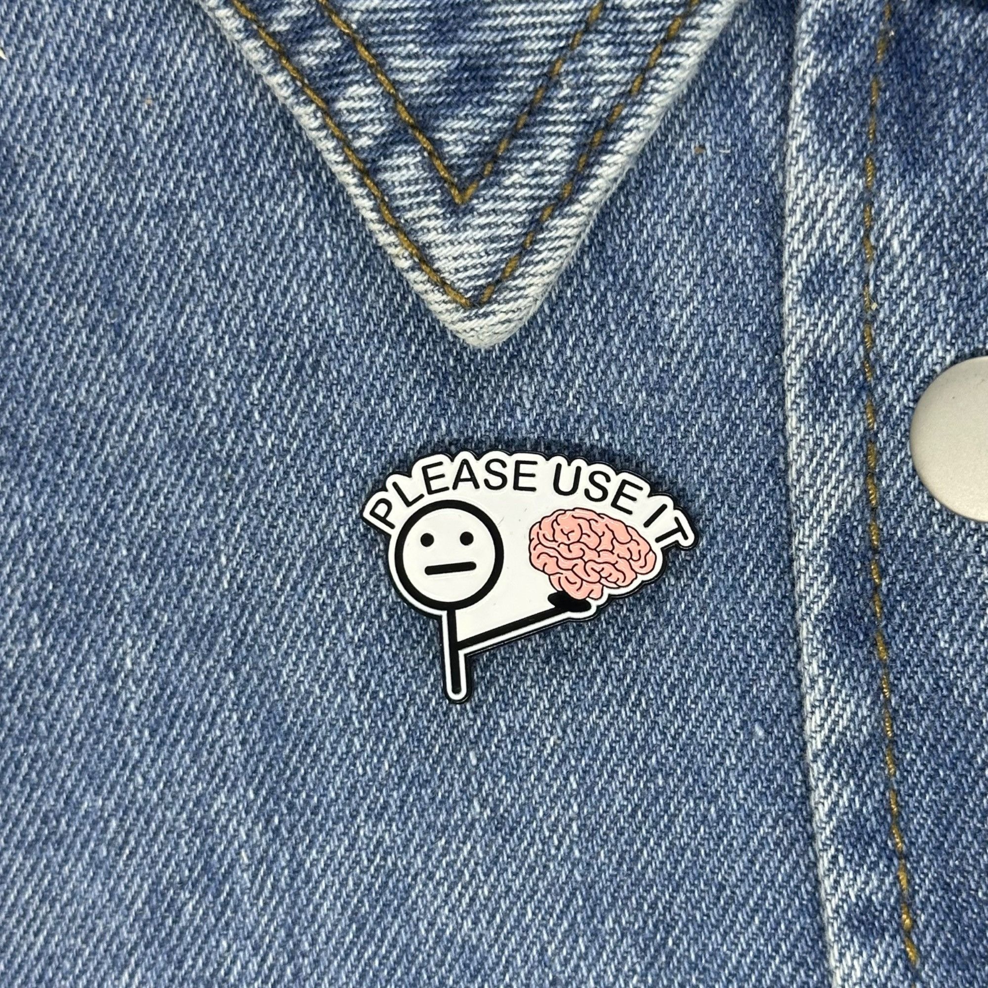 Other ⭐"Please Use It" Enamel Pin Broch With Brain Design Fun & T Size ONE SIZE - 1 Thumbnail