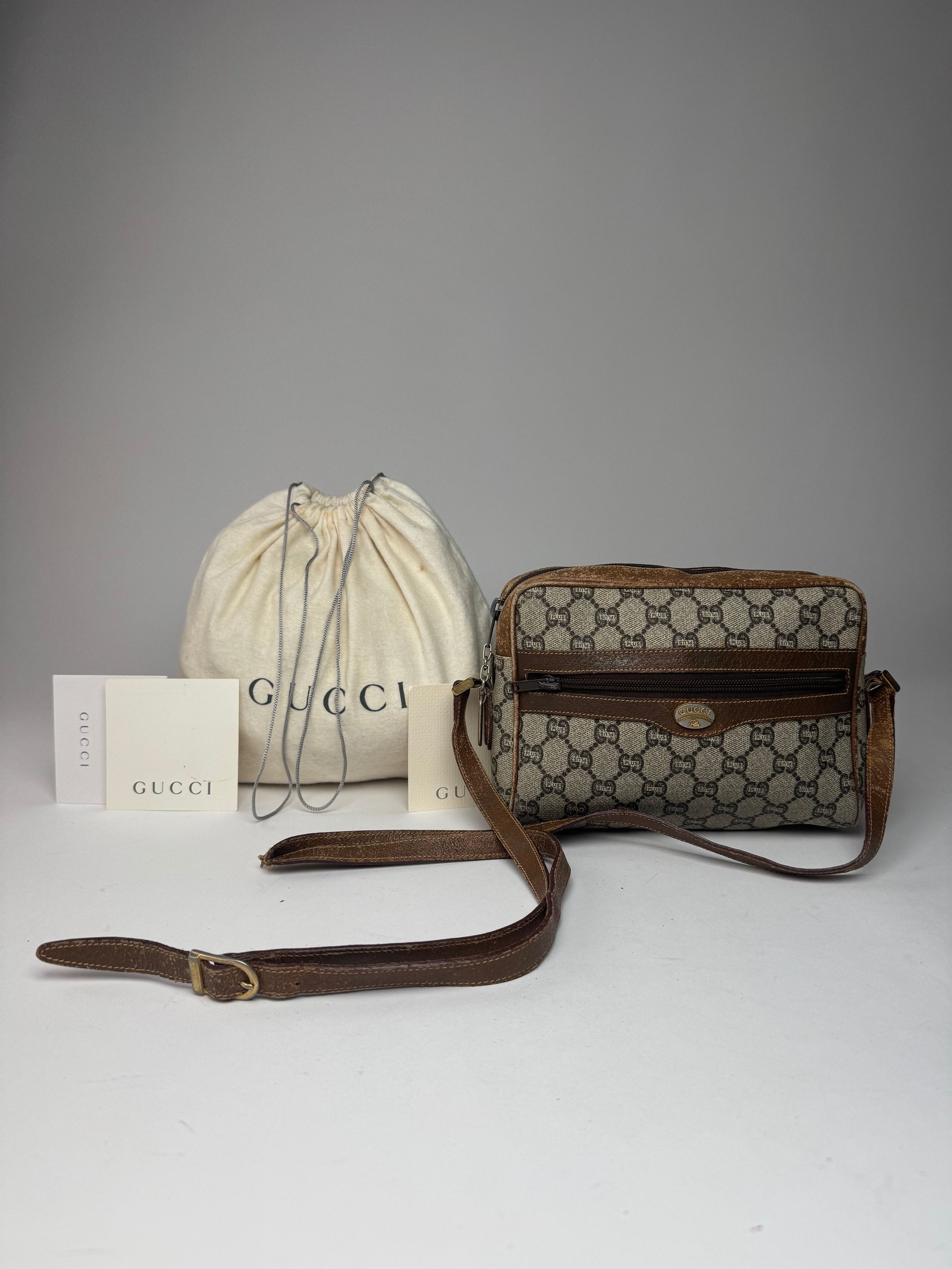 Vintage Plus Ophidia Monogram Shoulder / Crossbody Bag Brown