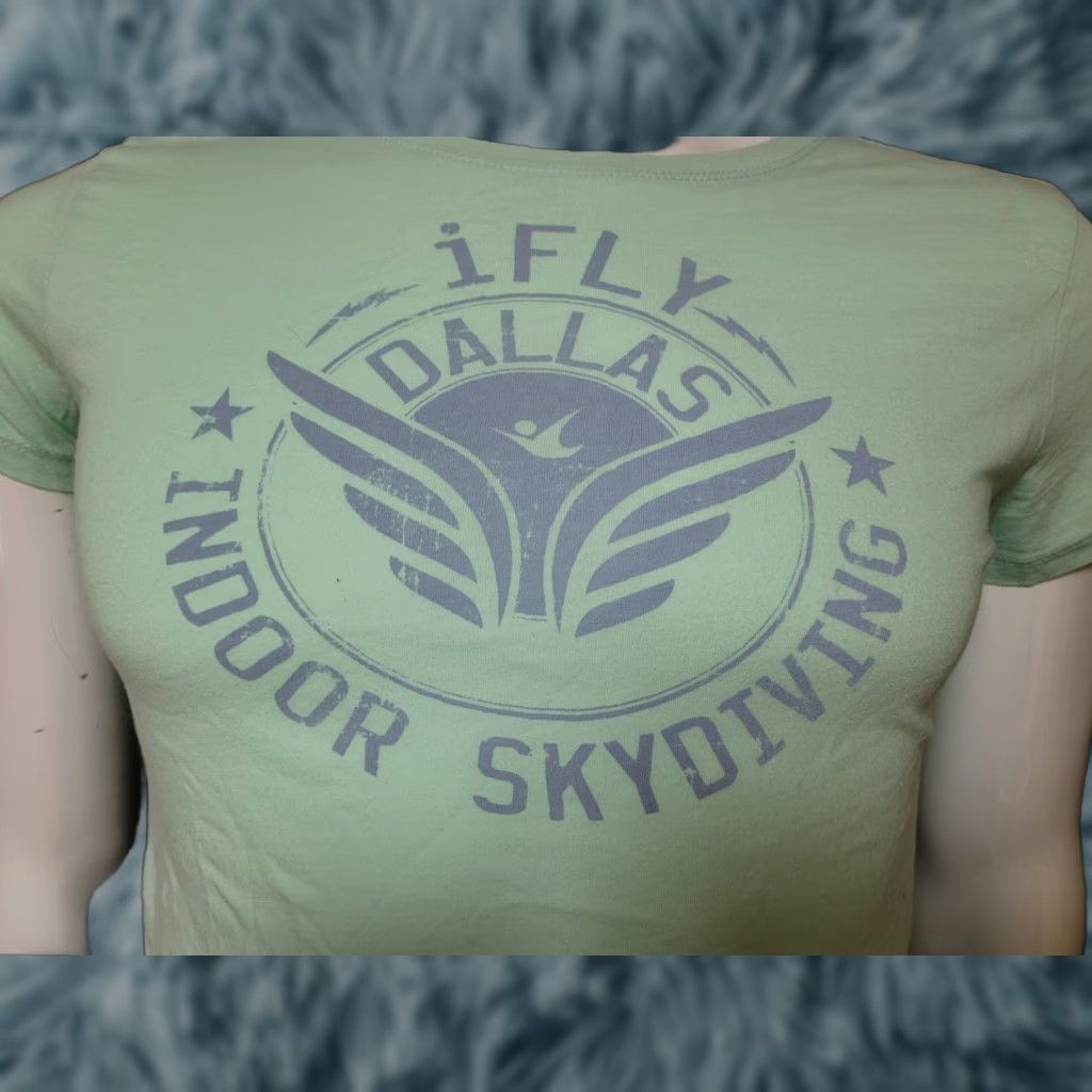 Vintage Womens I FLY T-Shirt Dallas TX Indoor Skydiving XL Green Juniors Womens Size XL / US 12-14 / IT 48-50 - 1 Thumbnail
