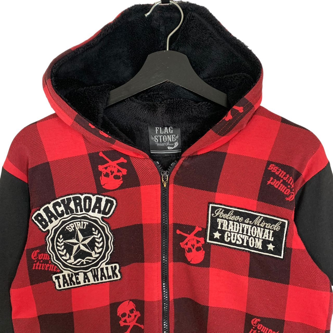 If Six Was Nine × Japanese Brand Japanese Brand Flag Stone Checkerboard Skull Zipper Hoodie Size S / US 4 / IT 40 - 3 Thumbnail
