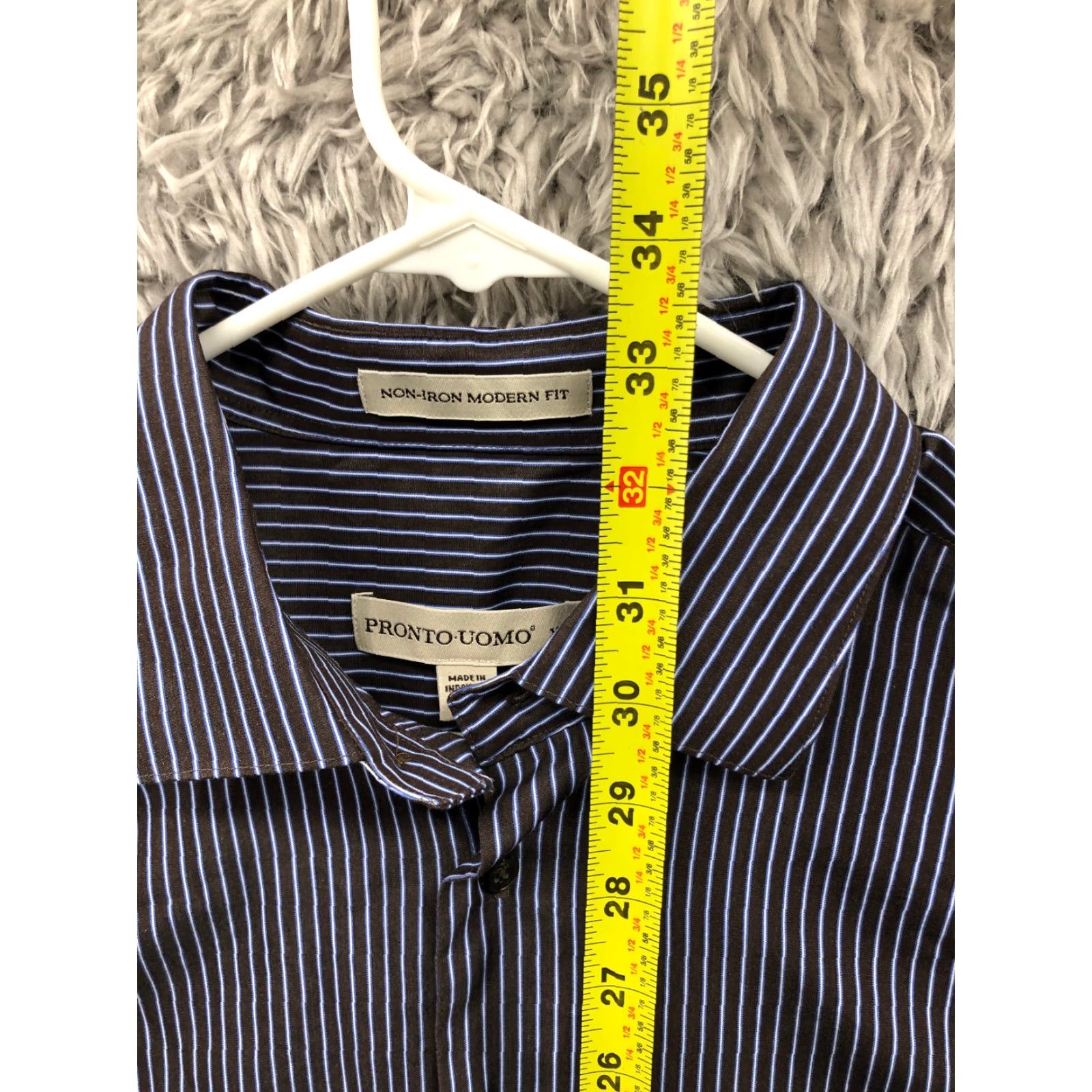 Pronto Uomo Pronto Uomo Shirt XLT Mens Black Striped Long Sleeve Spread Collar Shirt - Button-Up, Casual, Big & Tall, Classic Modern Outdoor Size US XL / EU 56 / 4 - 5 Thumbnail
