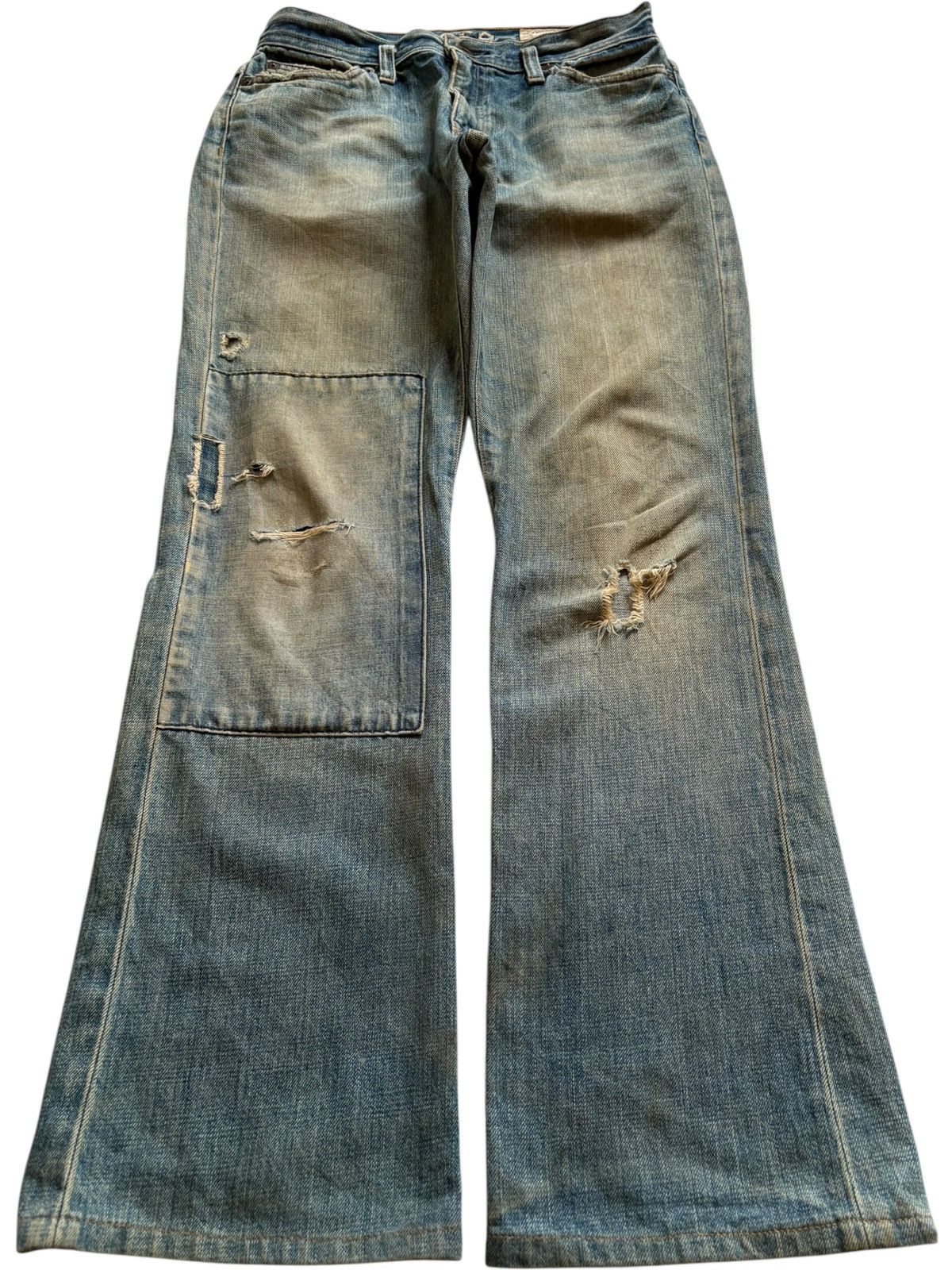 Gap Vintage Gap Tactical Patch Rusty Mud Wash Rip Flare Jeans Size US 27 - 1 Thumbnail