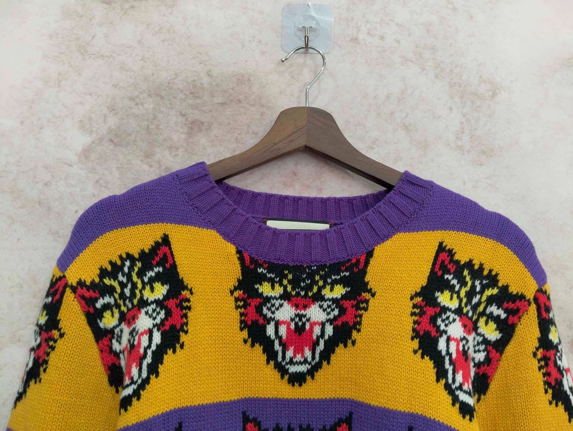 Gucci GUCCI Yellow-Purple Tiger Colorblock LS Sweater M Size US M / EU 48-50 / 2 - 6 Thumbnail