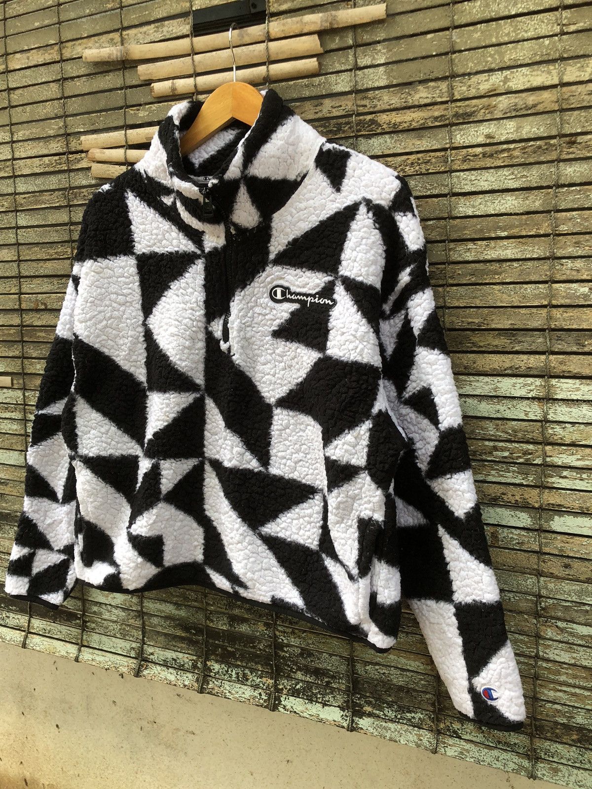 Japanese Brand × Vintage Vintage Champion Sherpa Quater Zip Fleece Sweatshirt Size US L / EU 52-54 / 3 - 3 Thumbnail
