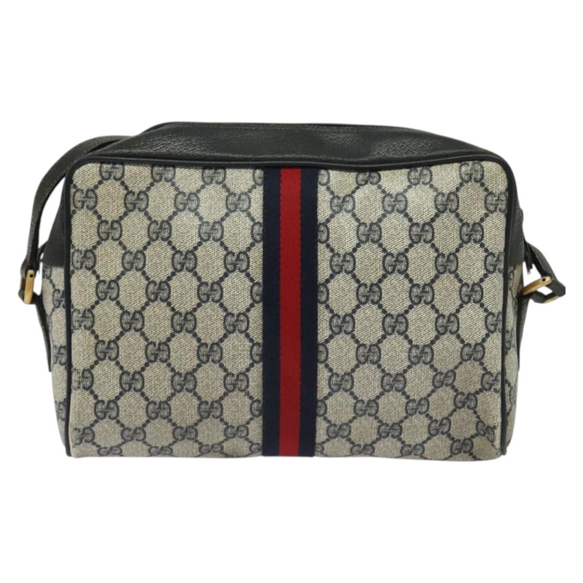 Gucci GUCCI GG Supreme Sherry Line Shoulder Bag Pvc Navy Gold 98 Size ONE SIZE - 3 Thumbnail