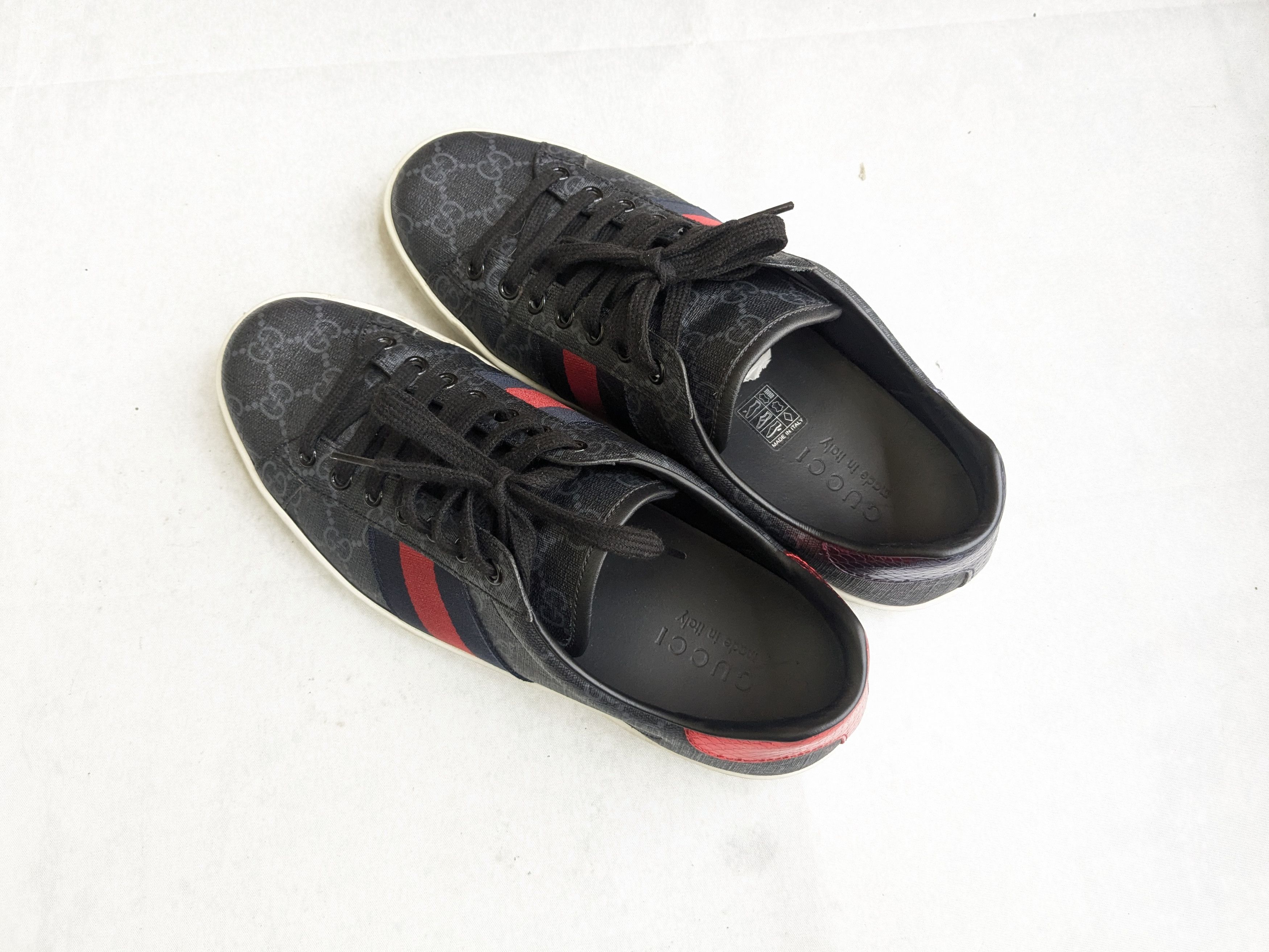 Gucci Gucci Ace Sneakers Black Monogram Canvas Logo GG 9 Size US 9 / EU 42 - 12 Thumbnail