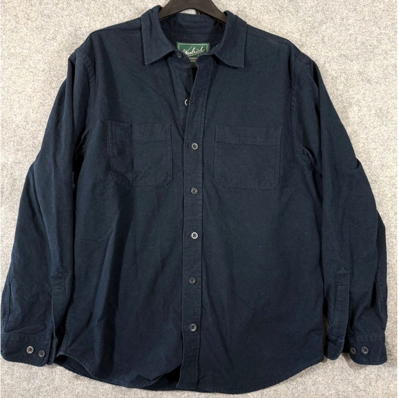 Vintage Woolrich Shirt Mens L Navy Blue Chamois Flannel Button Up Western Long Sleeve Pockets Regular Fit Casual Outdoor Western 100% Cotton Size US L / EU 52-54 / 3 - 2 Thumbnail