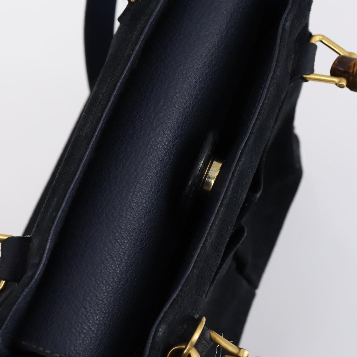 Gucci GUCCI Bamboo Hand Bag Suede Navy Gold 000 2214 000 2214 Size ONE SIZE - 6 Thumbnail