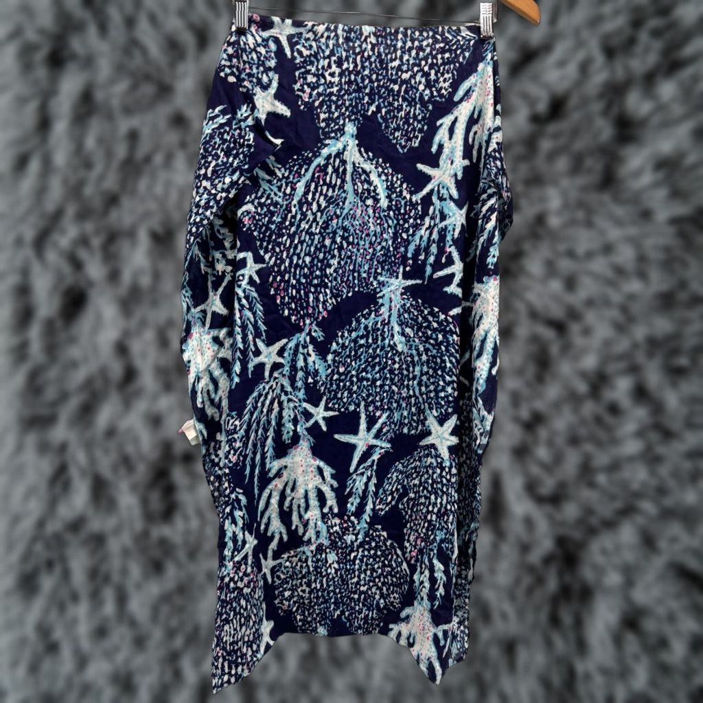 Lilly Pulitzer VINTAGE Lilly Pulitzer Women's Scarf Rayon Beach Starfish Navy 28x69 Tropical All-Season Size ONE SIZE - 1 Thumbnail
