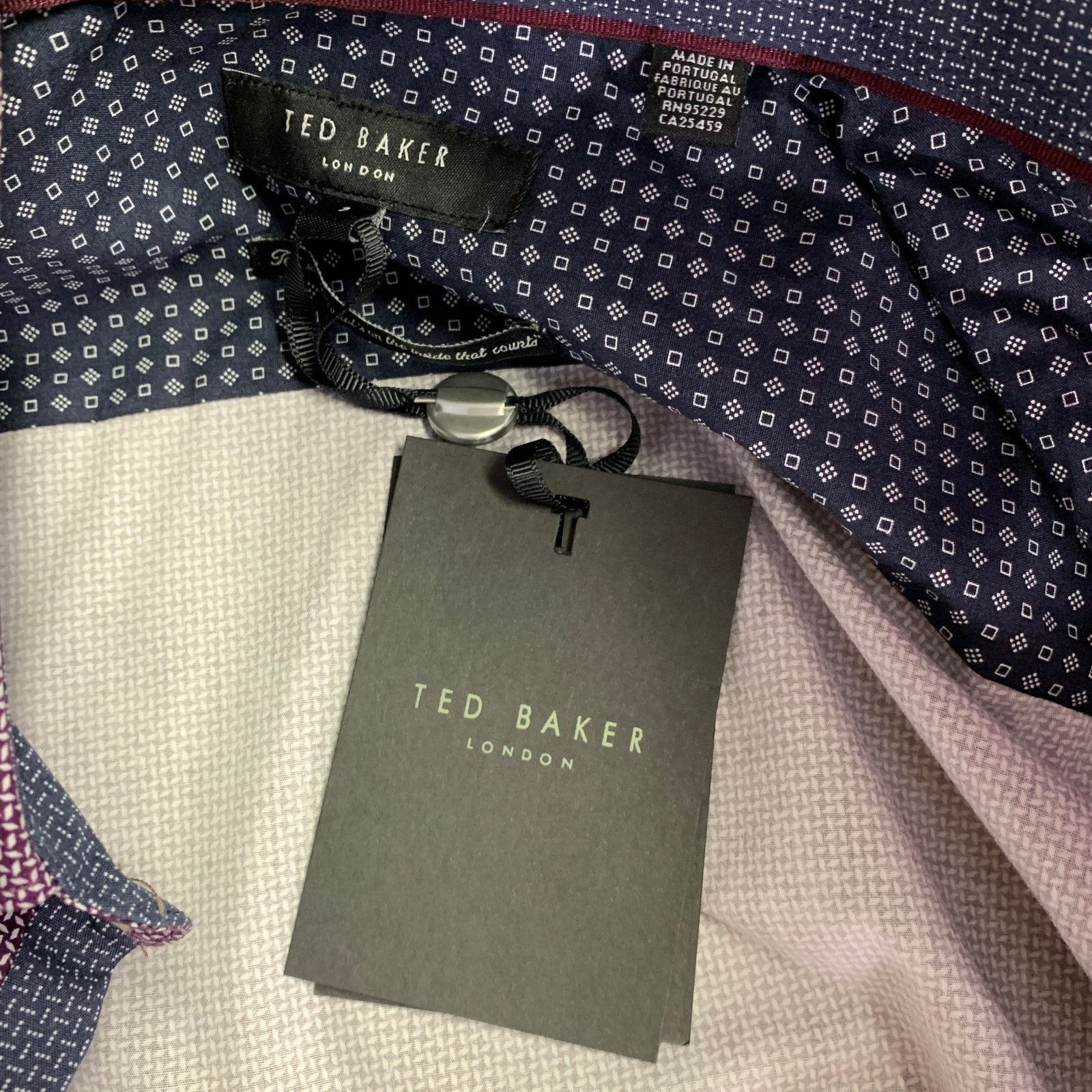 Ted Baker Femme Purple White Geometric Cotton Spread Collar Shirt Size US XS / EU 42 / 0 - 6 Thumbnail