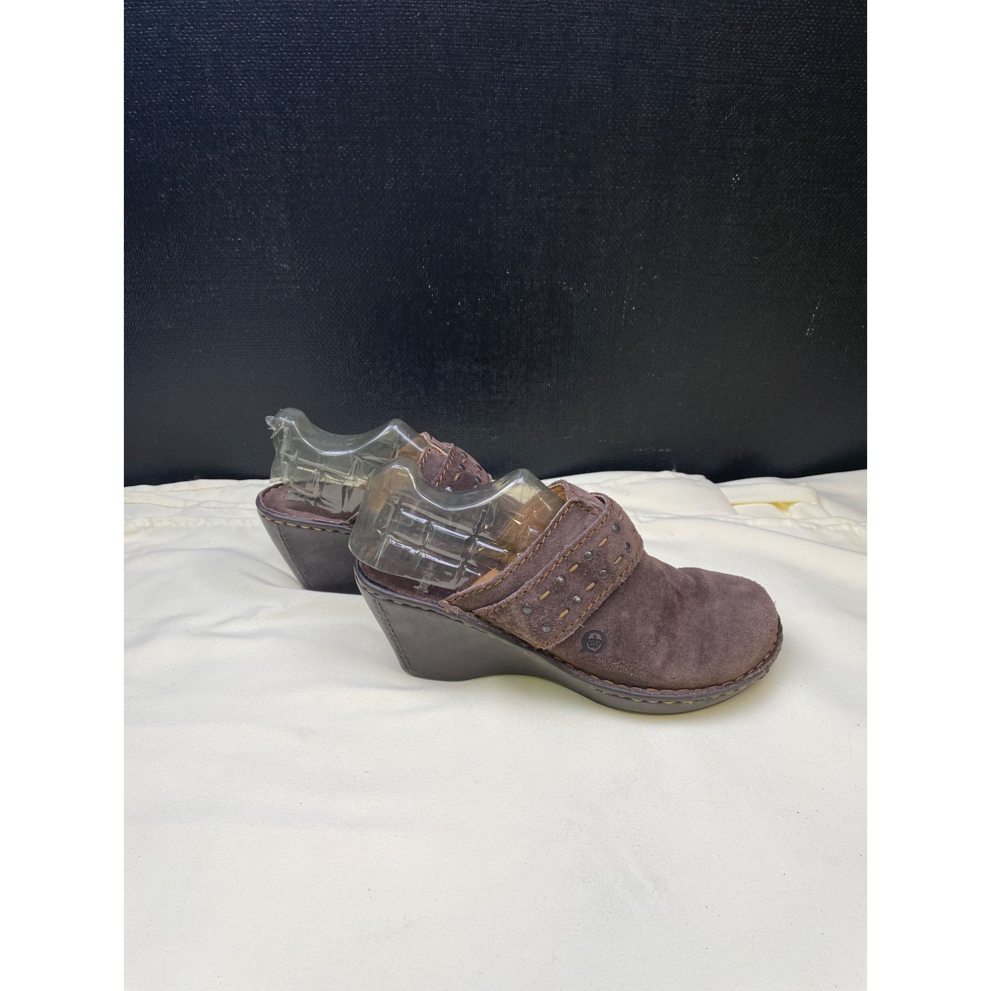 Born Born Womens Brown Suede Clogs Slide Shoes Size 6 SKU 6389 Size US 6 / IT 36 - 3 Thumbnail