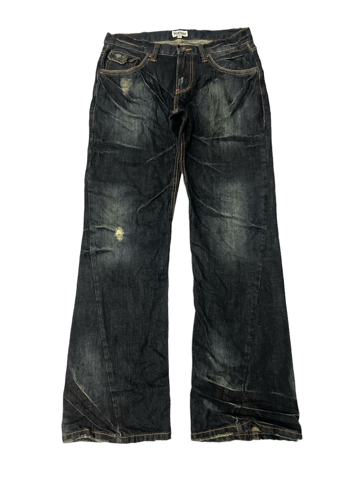 Japanese Brand FLARED💥NYLAUS RIPPED TWIST DISTRESSED DENIM PANT Size US 31 - 1 Thumbnail