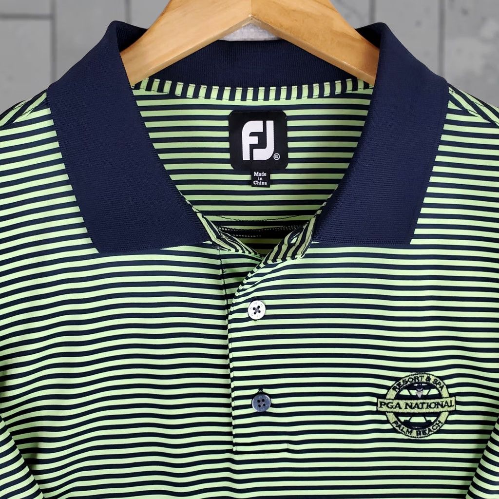 Footjoy FOOTJOY PGA NATIONAL Polo Shirt Size XL Mens Green/Blue Striped Performance Size US XL / EU 56 / 4 - 1 Thumbnail