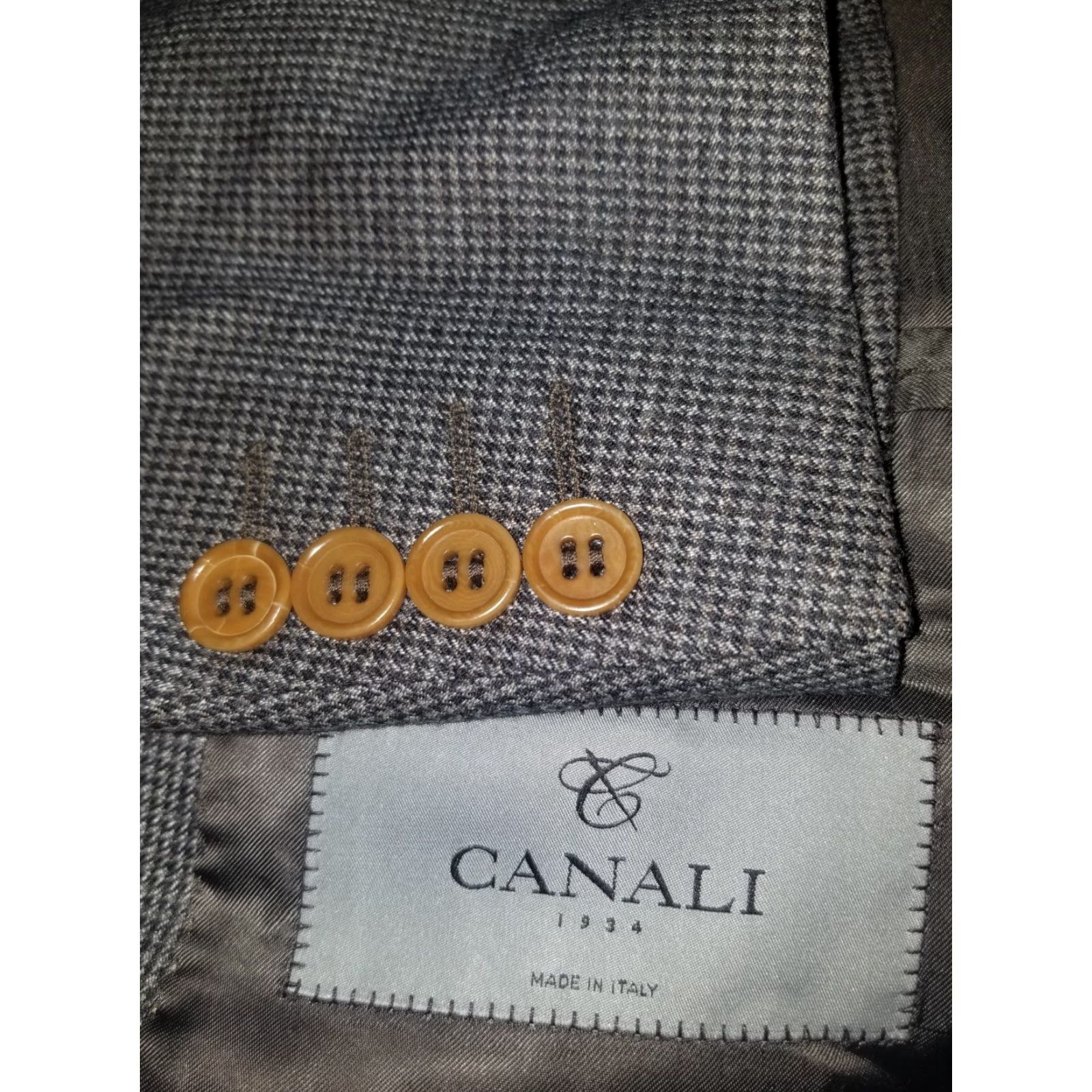 Canali CANALI 1934 Sport Coat Jacket Blazer Brown Wool Check 44R Men Size 44R - 2 Thumbnail