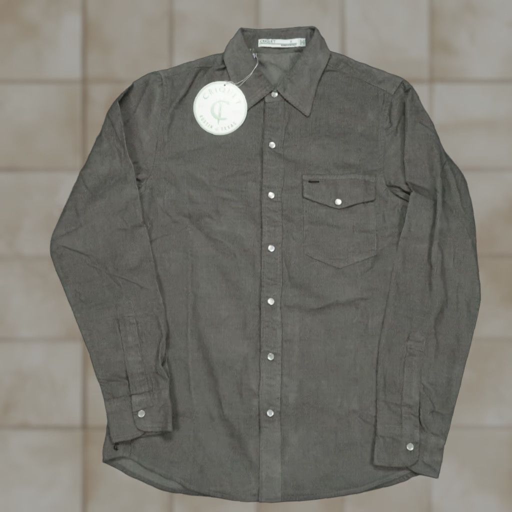 VINTAGE Criquet Shirt Mens Small Gray Corduroy Pearl Snap Long Sleeve Western NWT