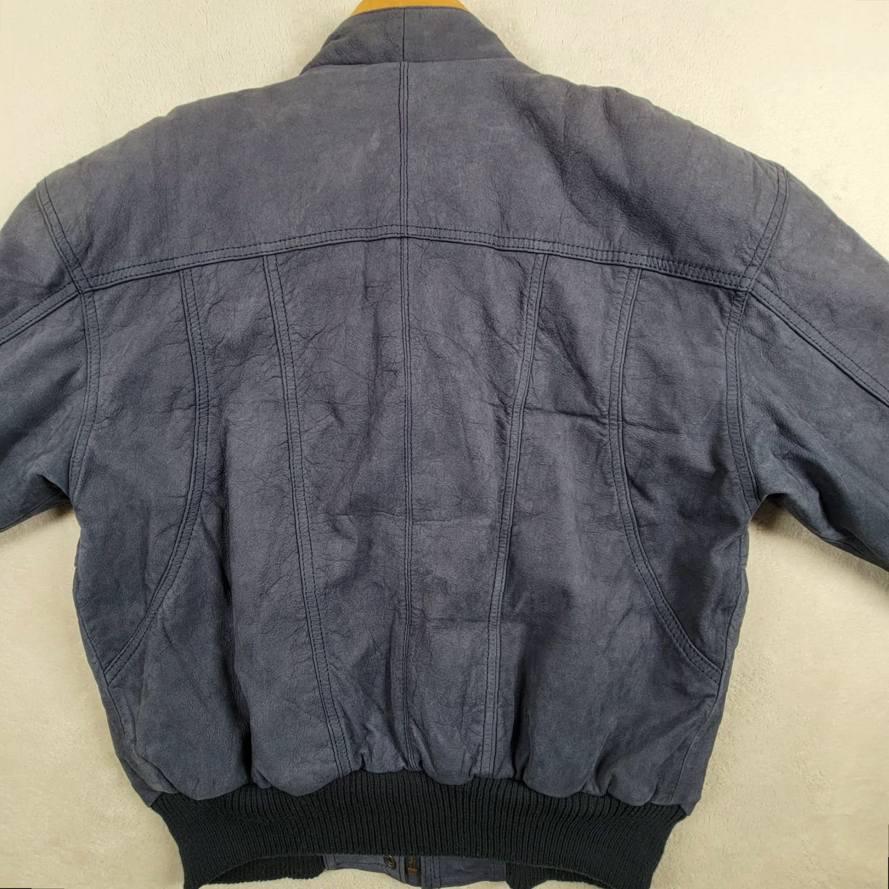 Vintage VINTAGE Outbrook Blue Leather Bomber Jacket Womens XS Oversized 80s 90s Retro Classic School USA Alloy Zipper Snap Size XS / US 0-2 / IT 36-38 - 3 Thumbnail