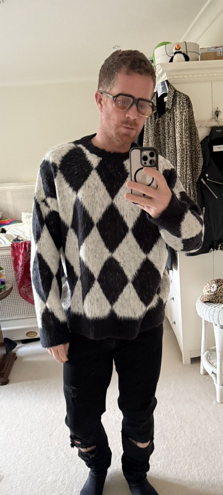 Celine $1.6k 🤑 SS23 Celine black white surfer sweater Hedi L Size US L / EU 52-54 / 3 - 7 Thumbnail