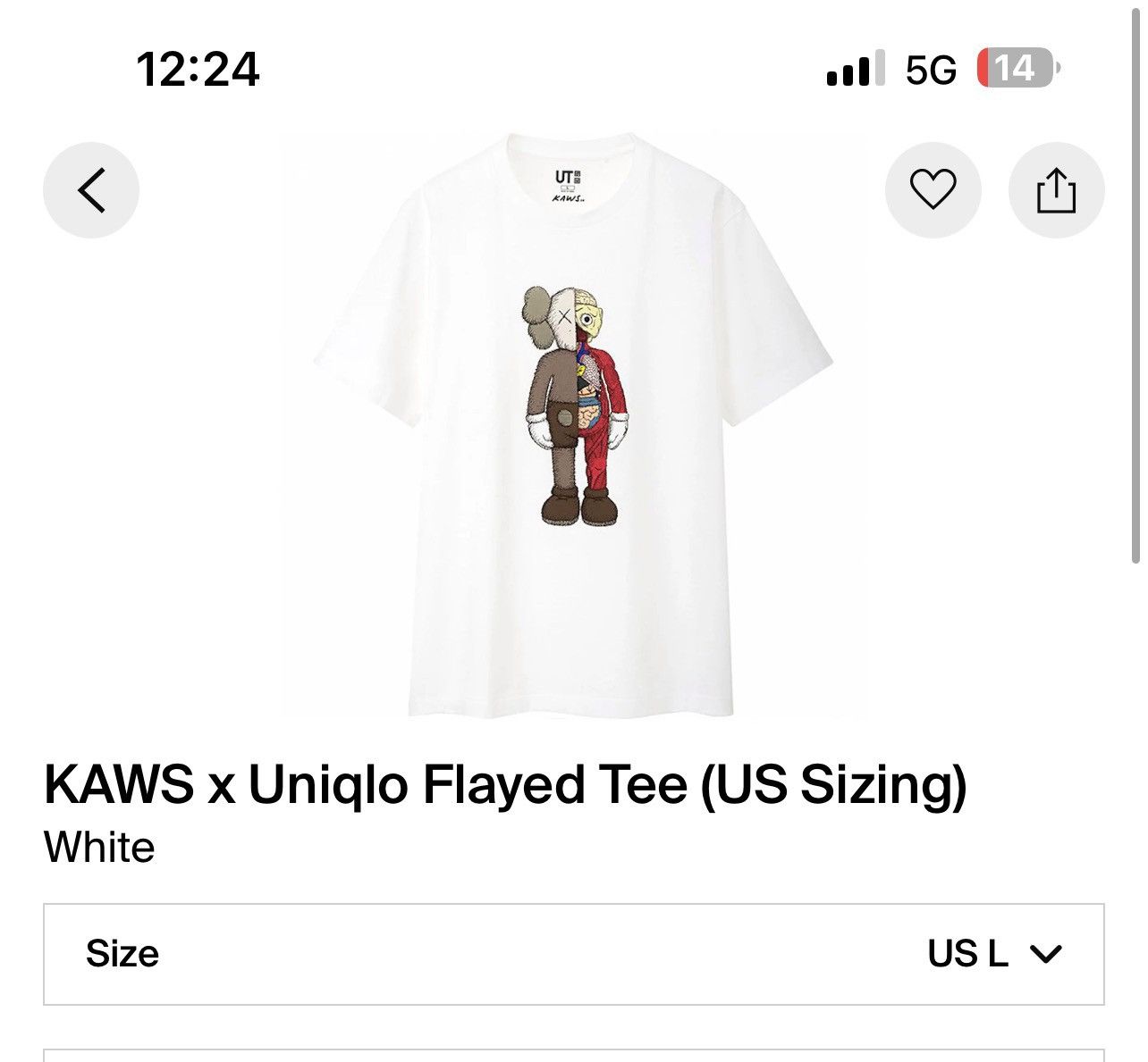 Kaws × Uniqlo Kaws X Uniqlo - Flayed Tee Size Large Size US L / EU 52-54 / 3 - 4 Thumbnail
