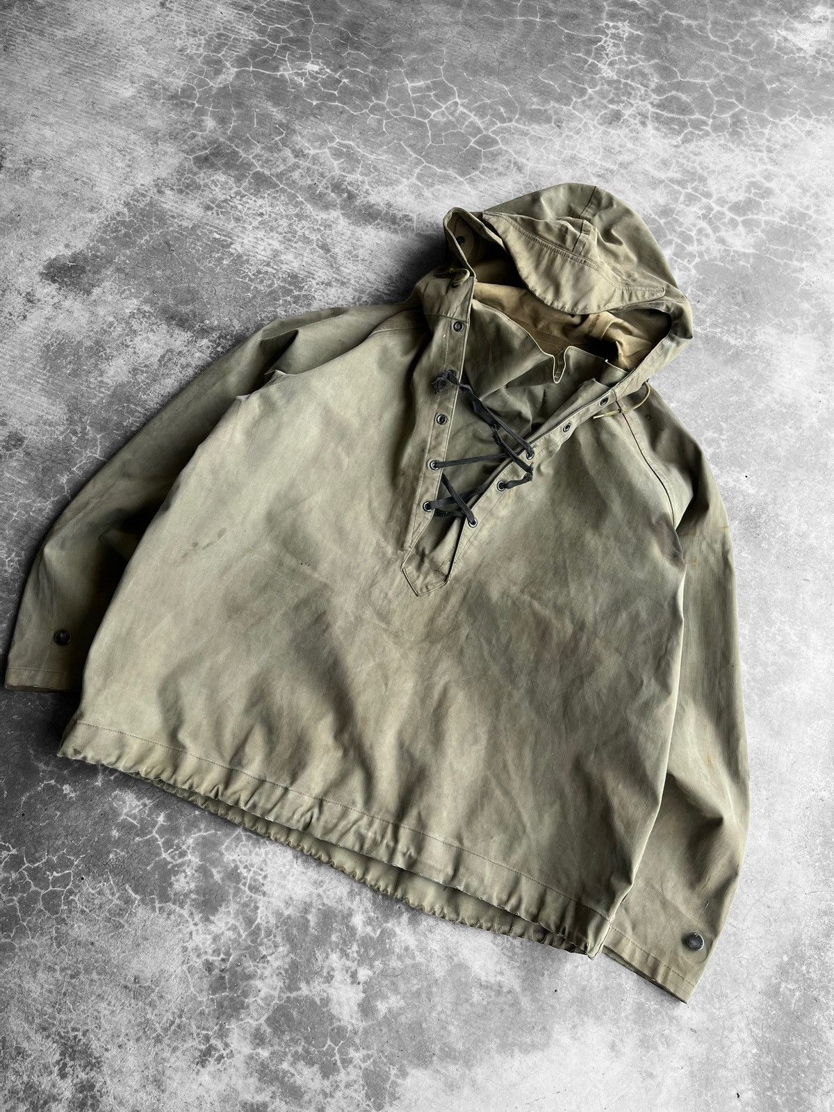 Image of Made In USA x Military Vintage 1940’S Usn Gunner Smock Jacket in Green, Men's (Size Small)