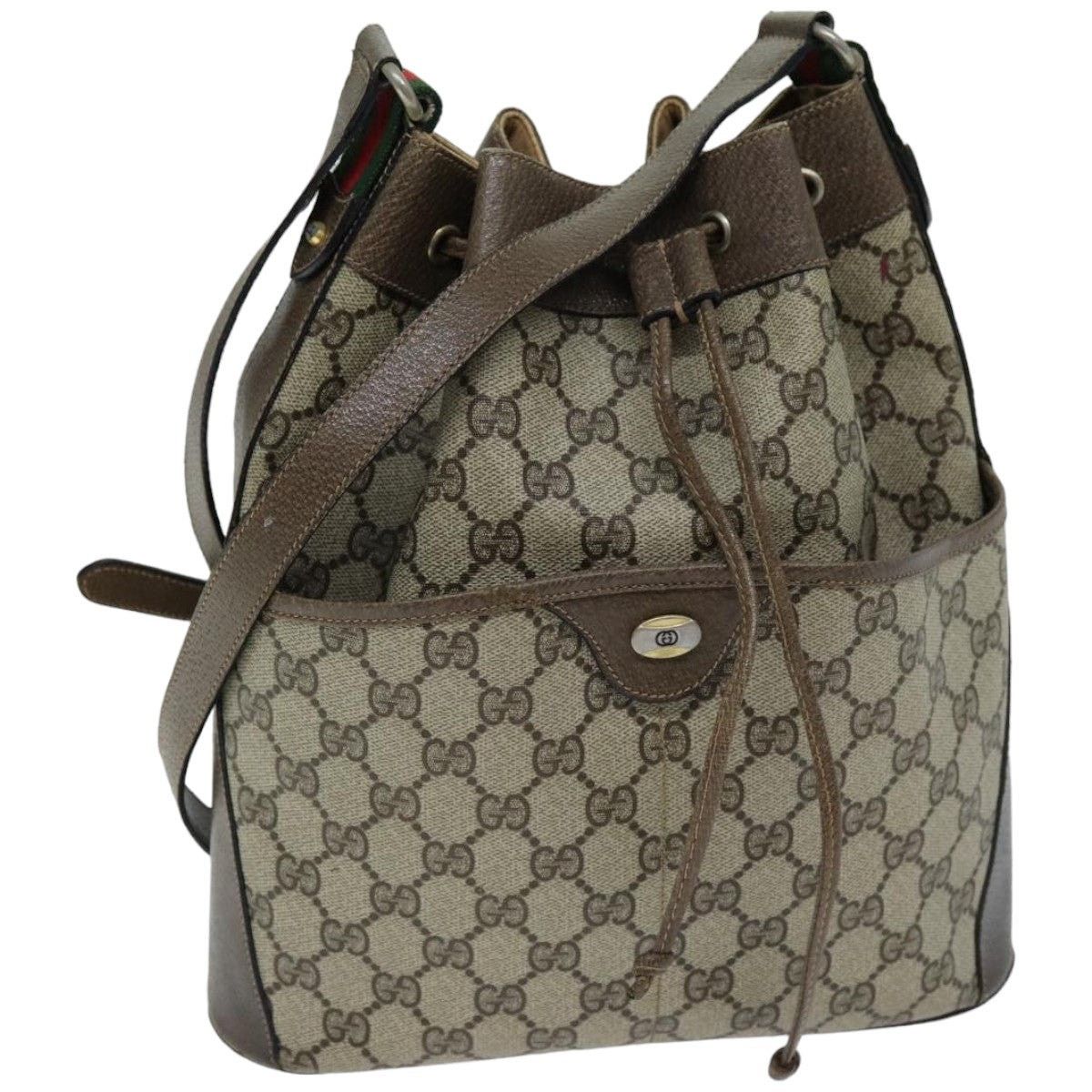 Gucci GUCCI Web Sherry Line GG Supreme Shoulder Bag Beige Red 41 Size ONE SIZE - 1 Thumbnail