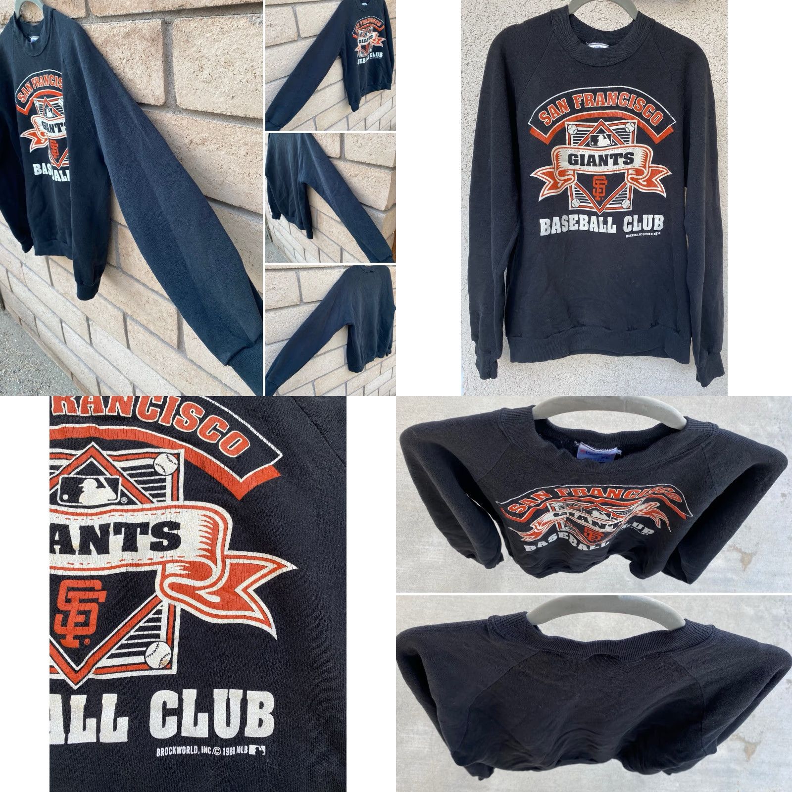 Vintage VINTAGE San Francisco Giants Baseball Raglan Sweatshirt Sweater XL Black Cotton Blend Long Sleeve Graphic Print 80s Mens Sweatshirt Size US XL / EU 56 / 4 - 8 Thumbnail
