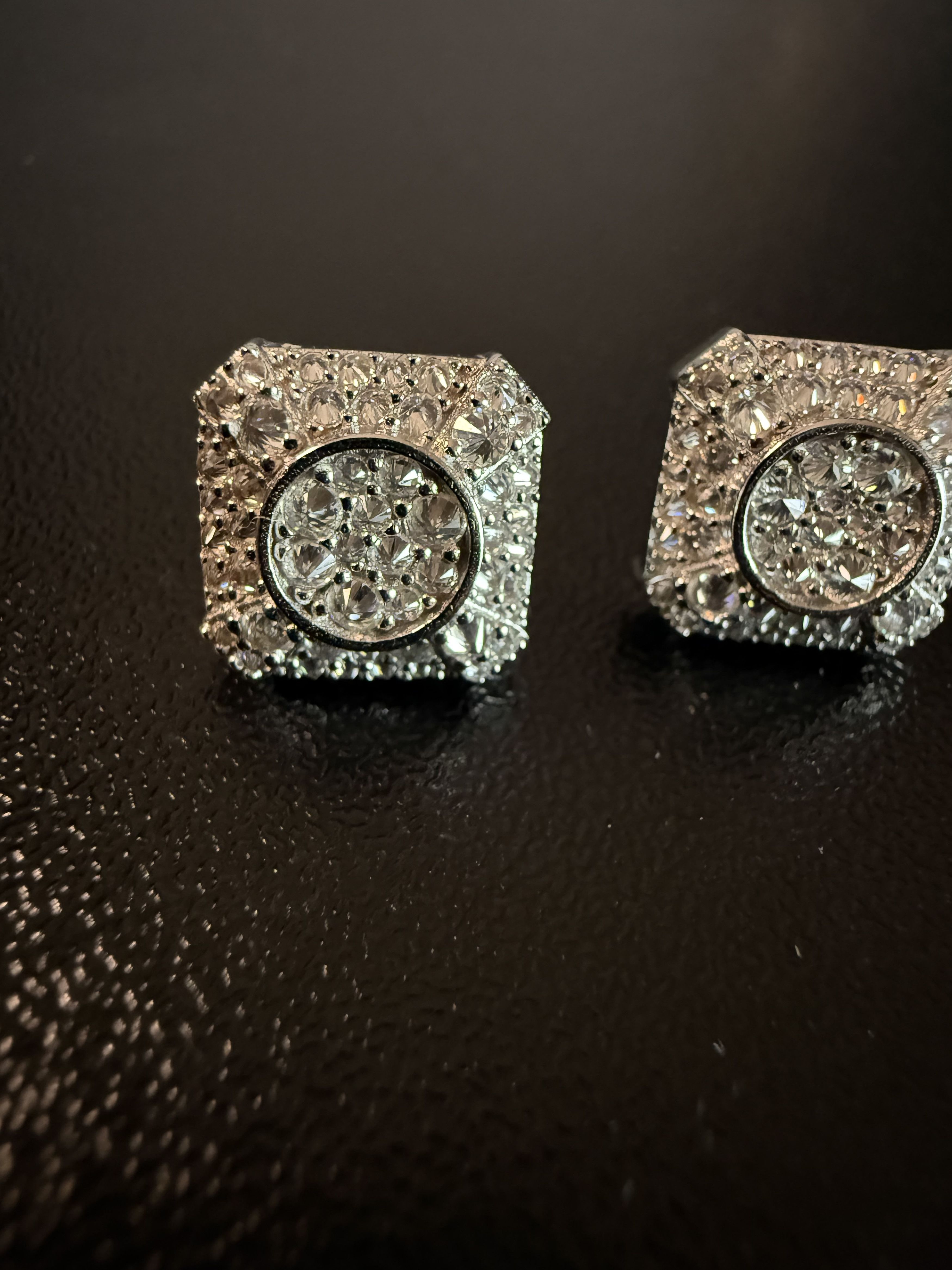Other Trap Square Halo Studs Moissanite mens 925silver earrings Size ONE SIZE - 13 Thumbnail