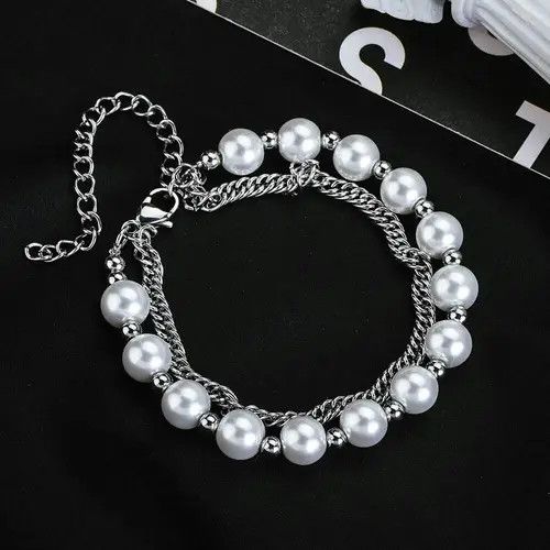 Vintage Creative Imitation Pearl Bracelet Size ONE SIZE - 2 Thumbnail