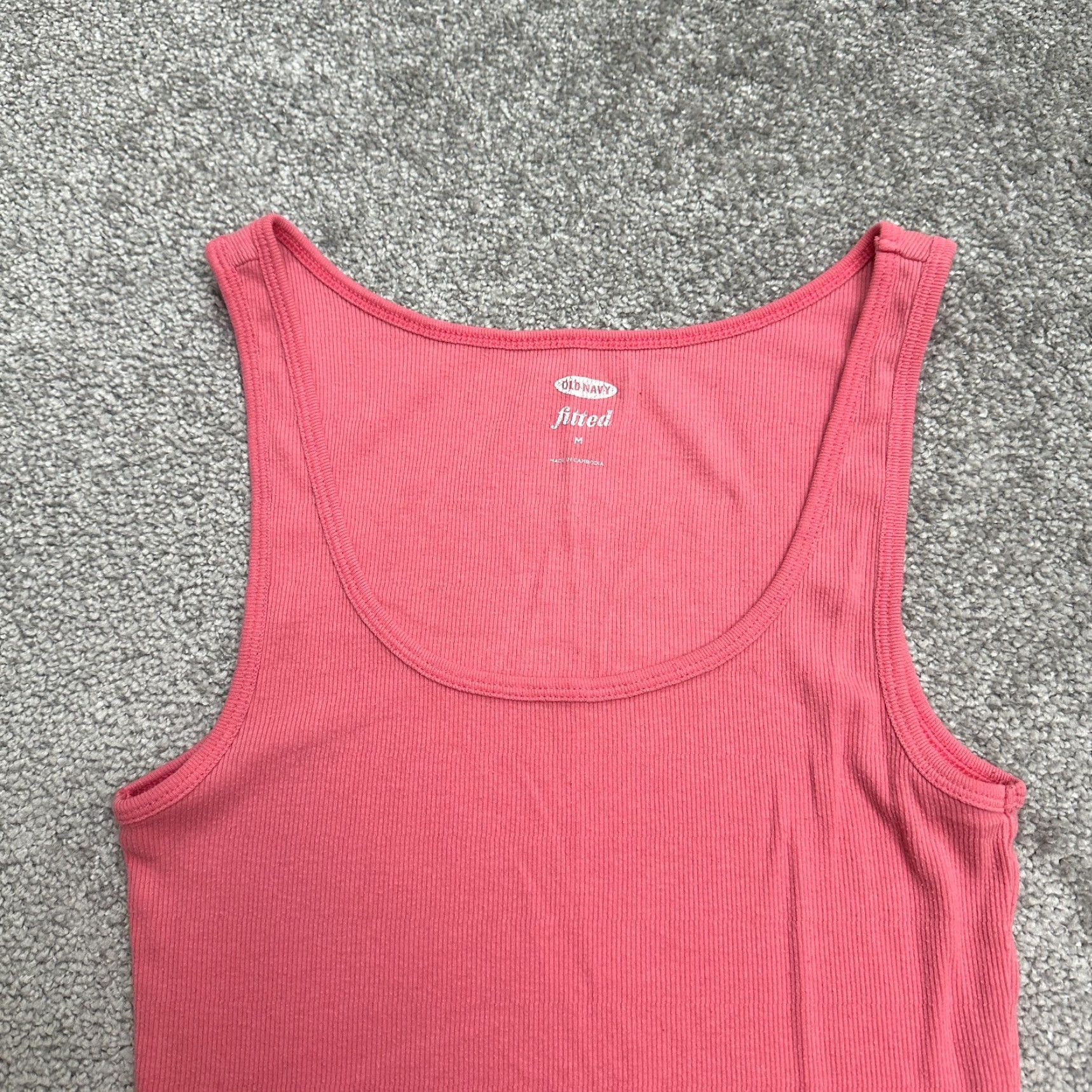 Old Navy Old Navy Womens Medium Fitted Solid Pink Scoop Neck Tank Top Casual Stretch Lightweight Size M / US 6-8 / IT 42-44 - 3 Thumbnail