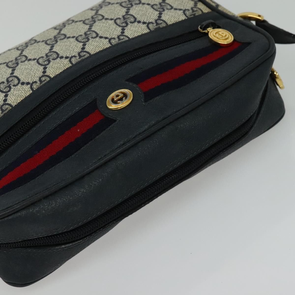 Gucci GUCCI GG Supreme Sherry Line Shoulder Bag Pvc Navy Gold 119 Size ONE SIZE - 6 Thumbnail