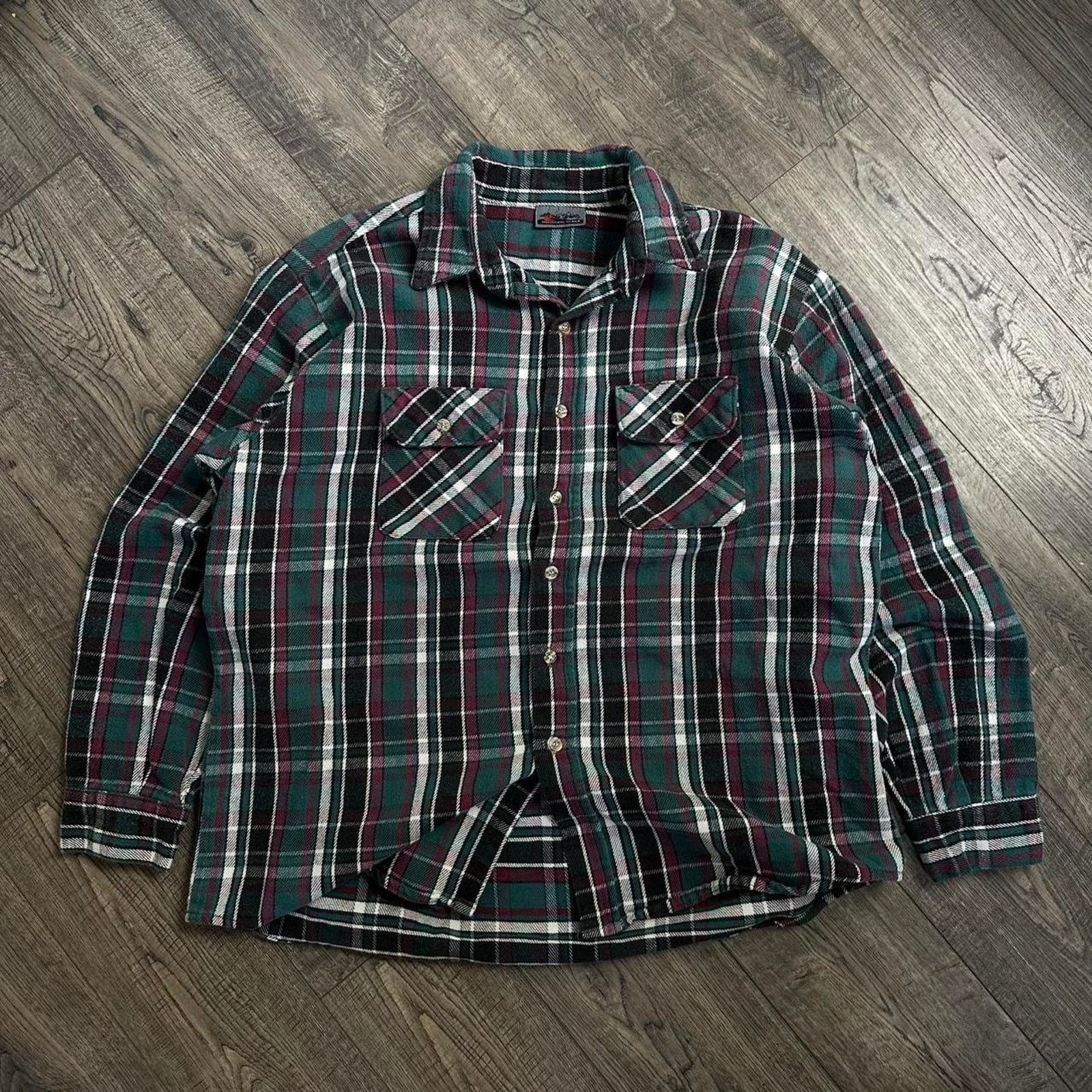 Vintage Vintage 80s Heavy Cotton Plaid Flannel ButtonUp Shirt Jacket Size US L / EU 52-54 / 3 - 5 Thumbnail