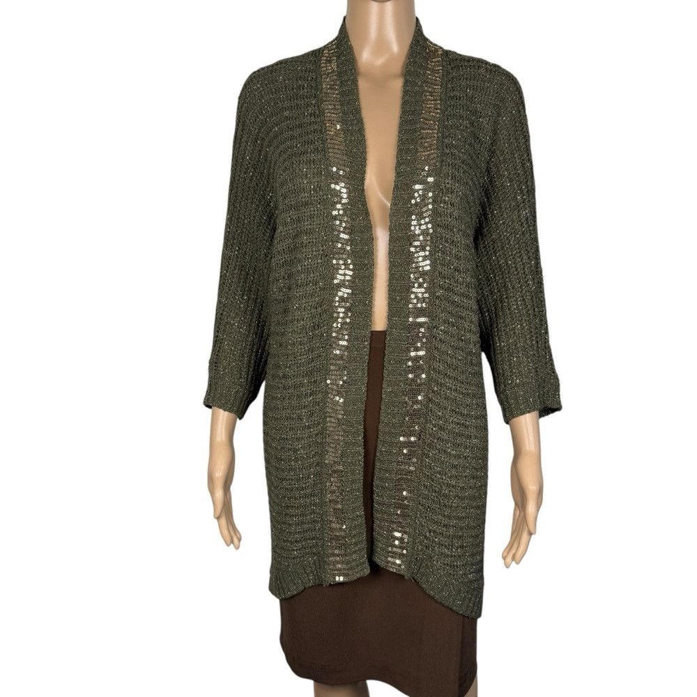 Chicos NWT New $109 Chico's Knit Sequin Trim Cardigan Size 1 US M Size M / US 6-8 / IT 42-44 - 3 Thumbnail