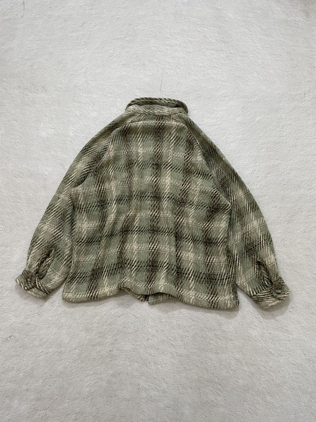 Japanese Brand 2000s Burns Green Textured Zip Jacket Textured woven Fabric Size US L / EU 52-54 / 3 - 8 Thumbnail
