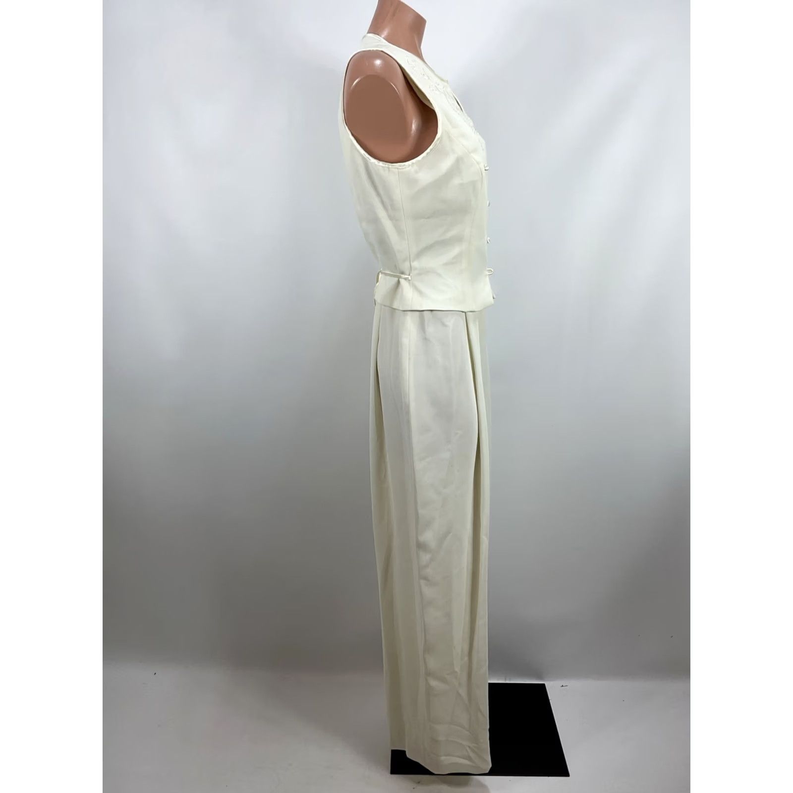 Laundry by Shelli Segal Laundry by Shelli Segal Jumpsuit Ivory 1990s Wedding Wide Leg Size 12 Adult Womens Size 34" / US 12 / IT 48 - 5 Thumbnail