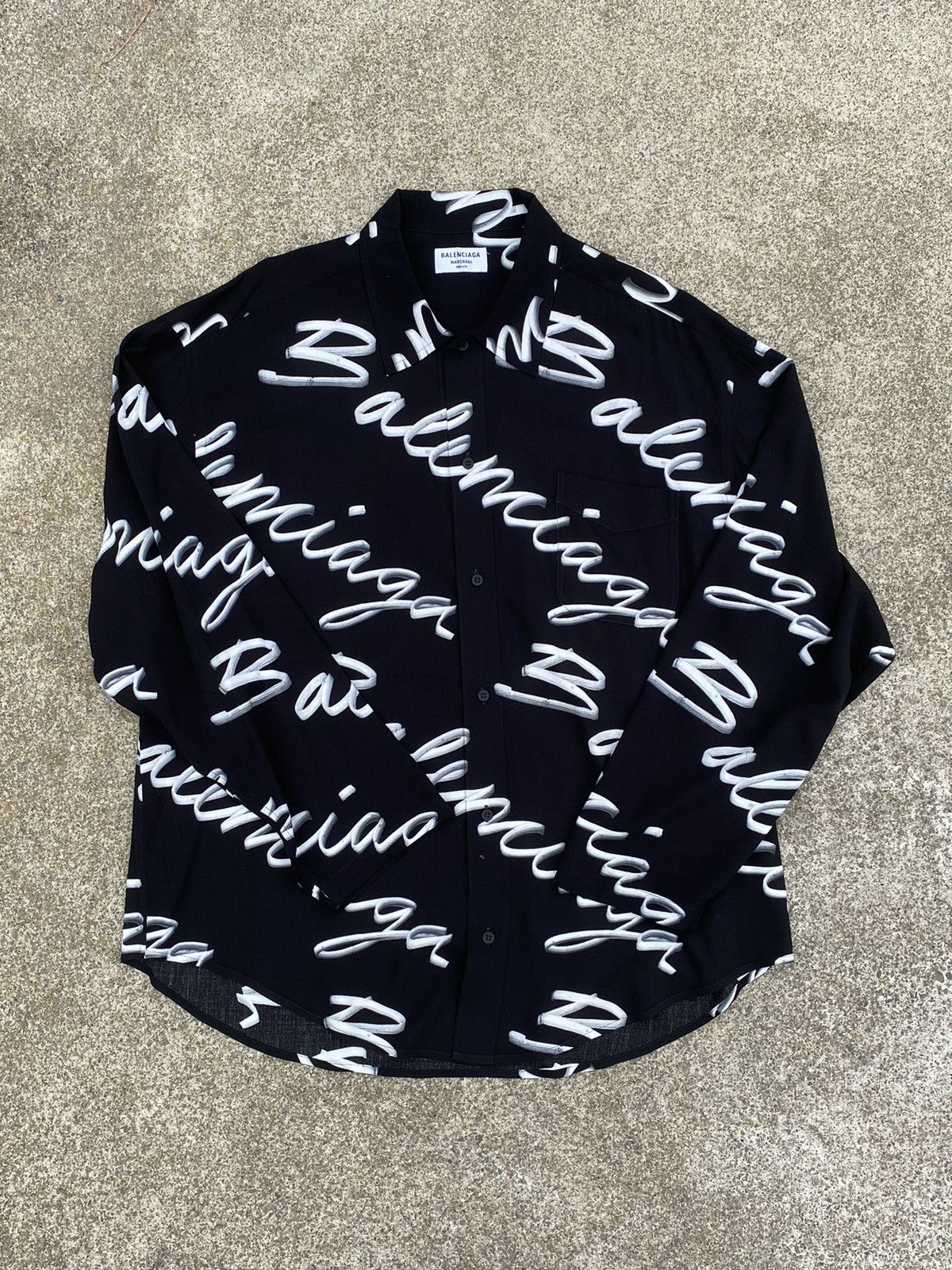 image of Balenciaga Allover Print Shirt in Black, Men's (Size XL)