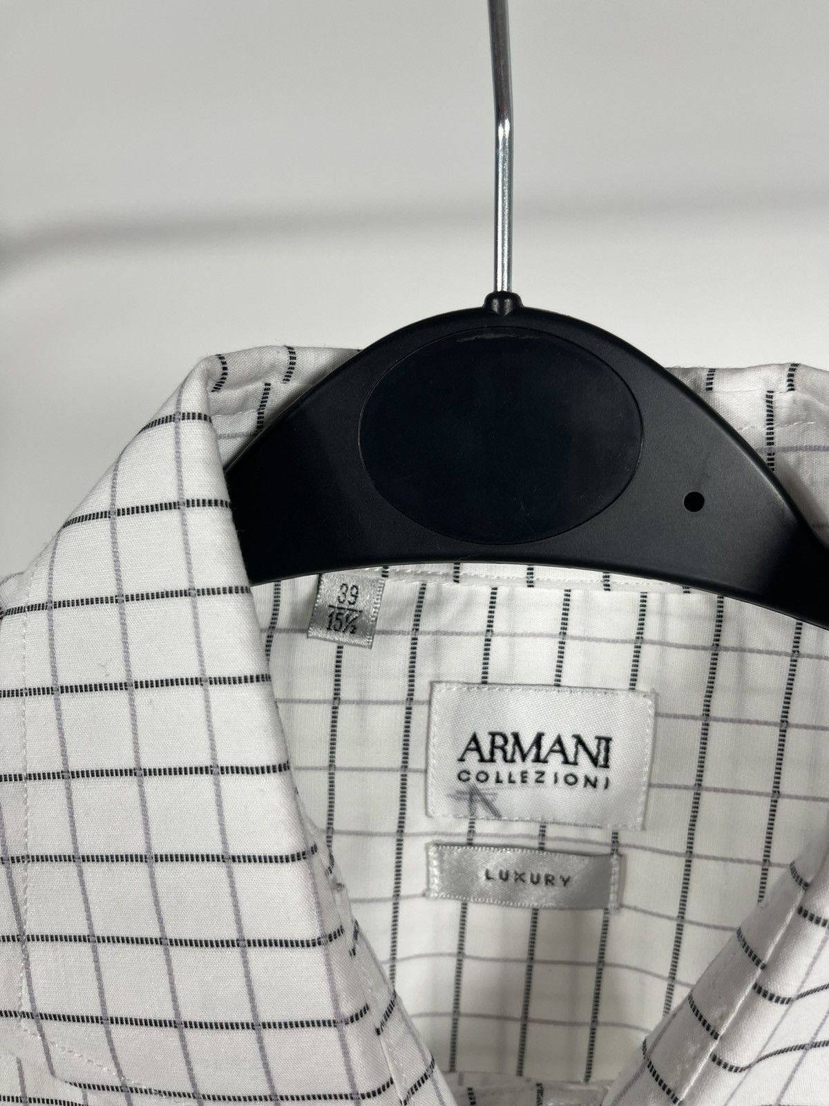 Armani Collezioni Armani Collezioni Luxury Shirt 39/15.5 Grid Check Cotton Size US M / EU 48-50 / 2 - 4 Thumbnail