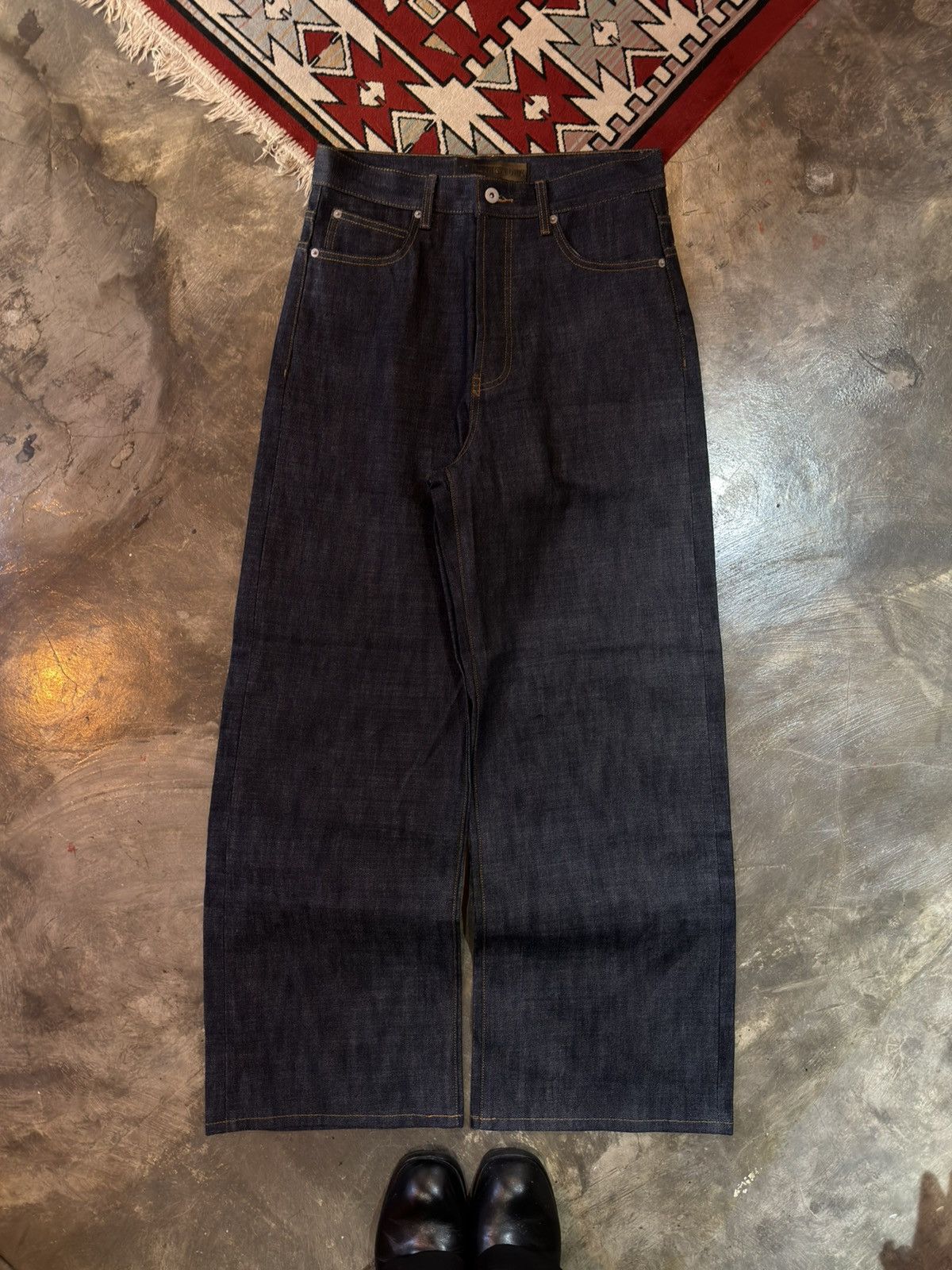 No Faith Studios RAW DENIM JAPANESE ULTRA LOOSE FIT BLUE | Grailed
