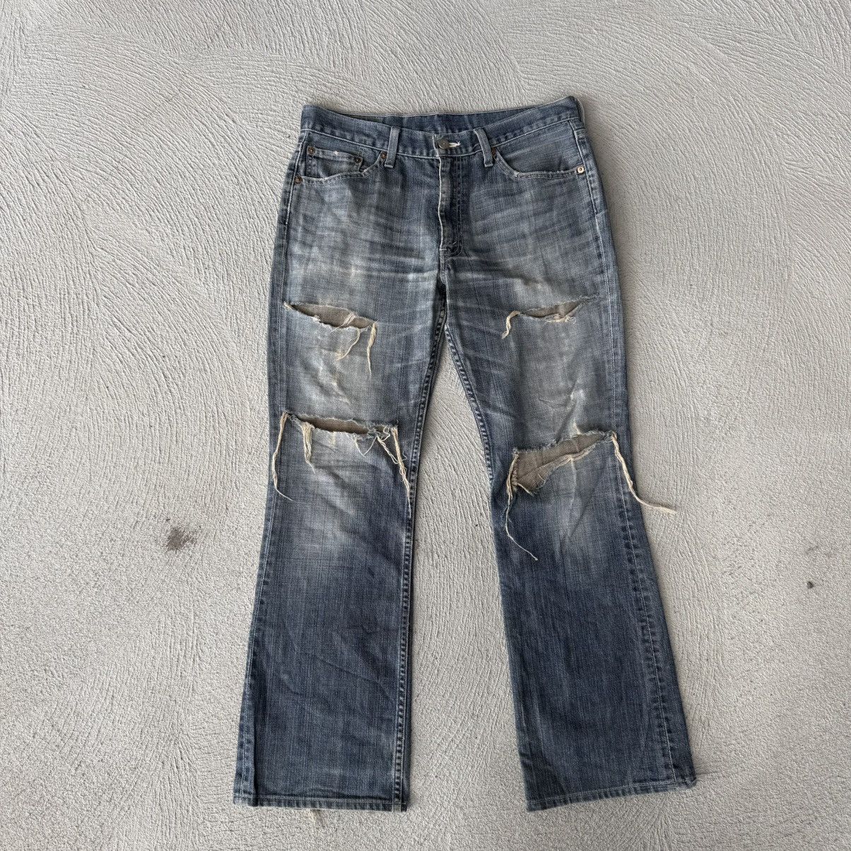 Levi's 517 Flared Jeans Heavily Distressed Faded 34x33 inch
