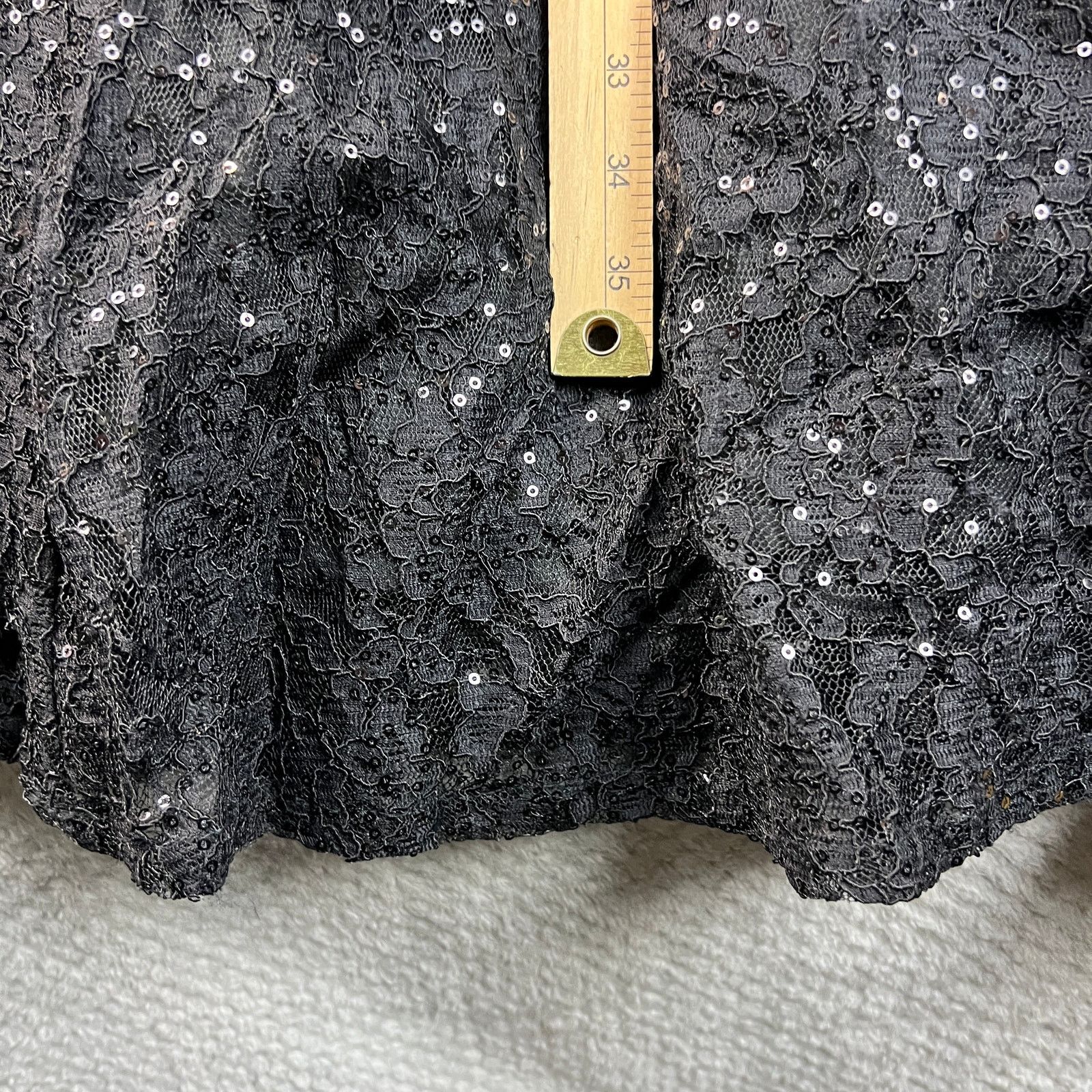 Other SLNY Women's Black Sequined A-Line Lace Dress Plus Size-20W Size 3XL / US 20-22 - 6 Thumbnail