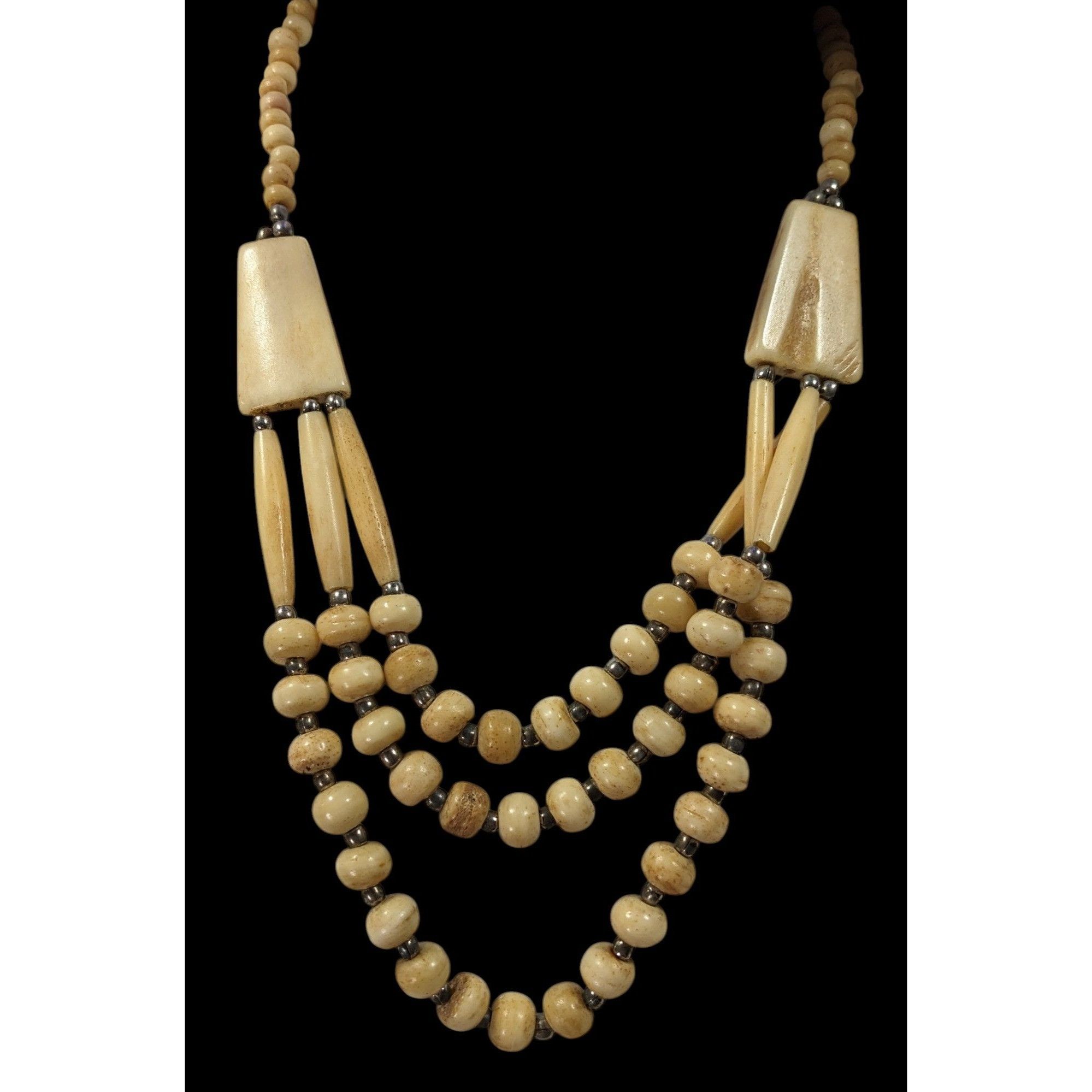 Other Vintage Tribal Carved Cow Bone Statement Necklace Size ONE SIZE - 1 Thumbnail
