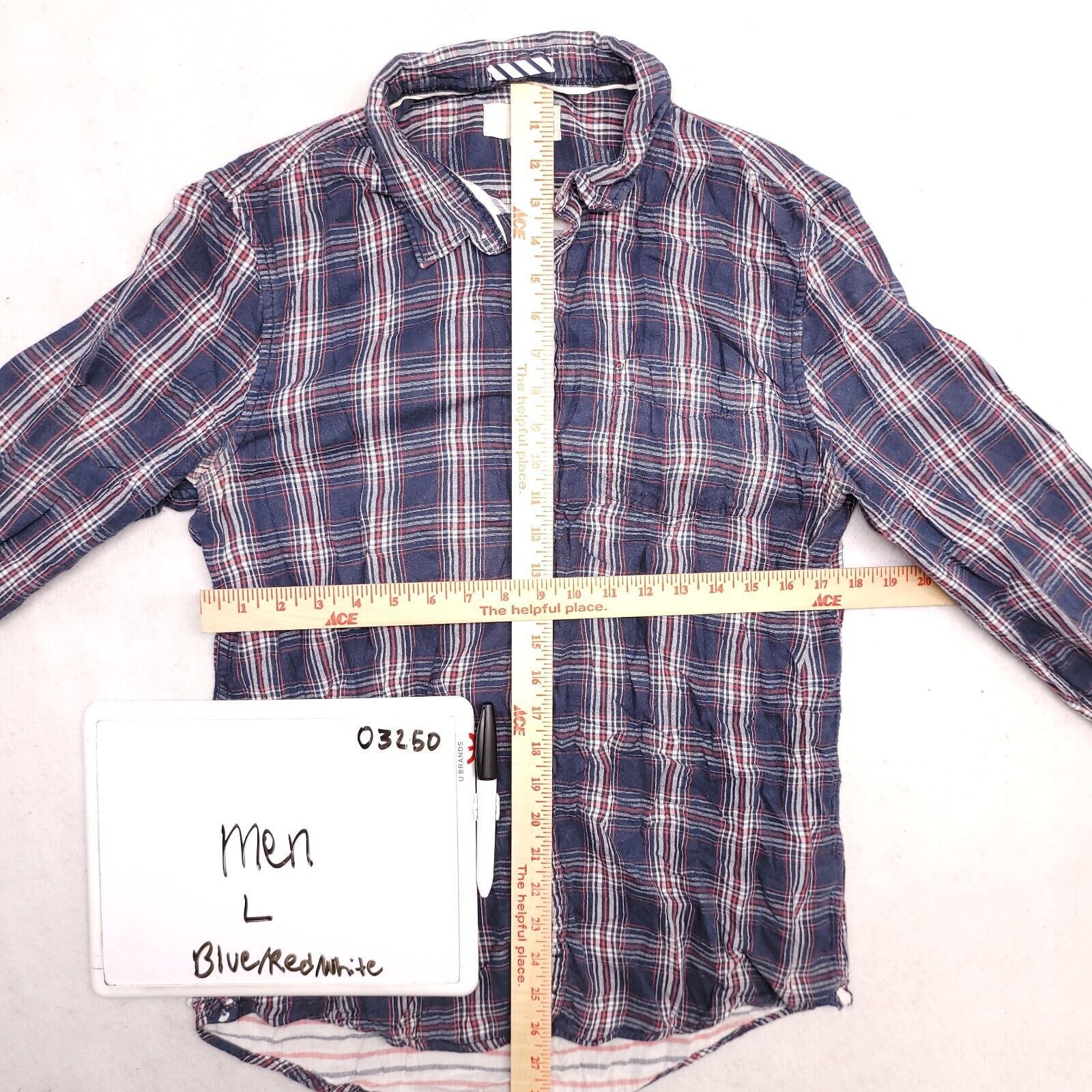 1901 1901 Tartan Flannel Shirt Mens Size Large L Blue Red White Size US L / EU 52-54 / 3 - 6 Thumbnail