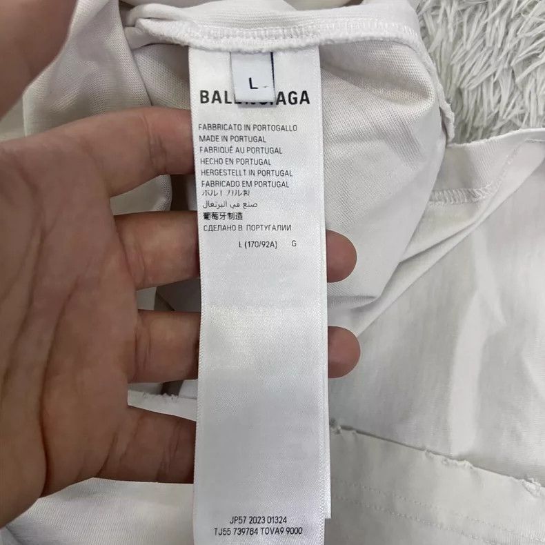 Balenciaga Balenciaga White duct tape short sleeve T-shirt with textu Size US L / EU 52-54 / 3 - 5 Thumbnail