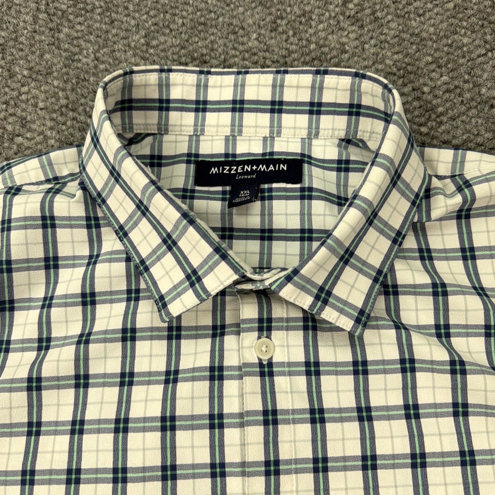 Mizzen+Main Mizzen+Main Shirt Mens 2XL White Green Blue Plaid Leeward Trim Fit Button Down Size US XXL / EU 58 / 5 - 2 Thumbnail