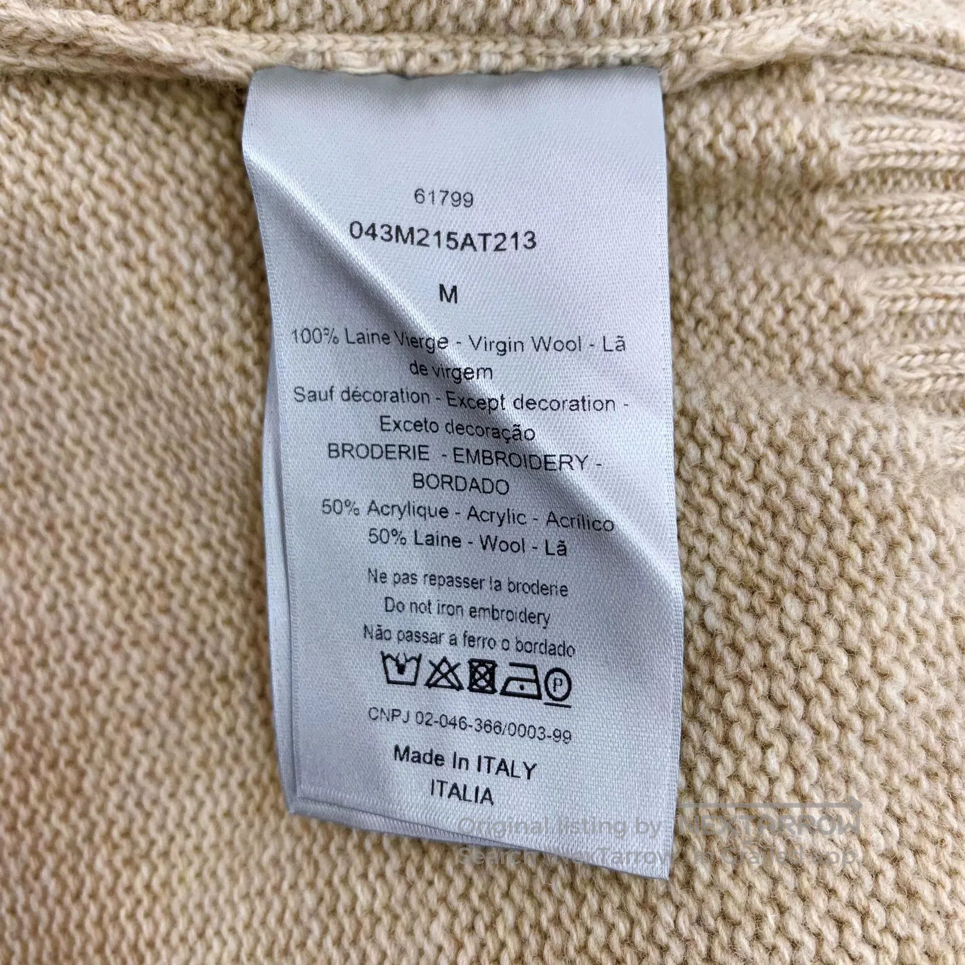 Dior Dior Oatmeal Logo Wool Knit Cardigan. Size US M / EU 48-50 / 2 - 8 Thumbnail