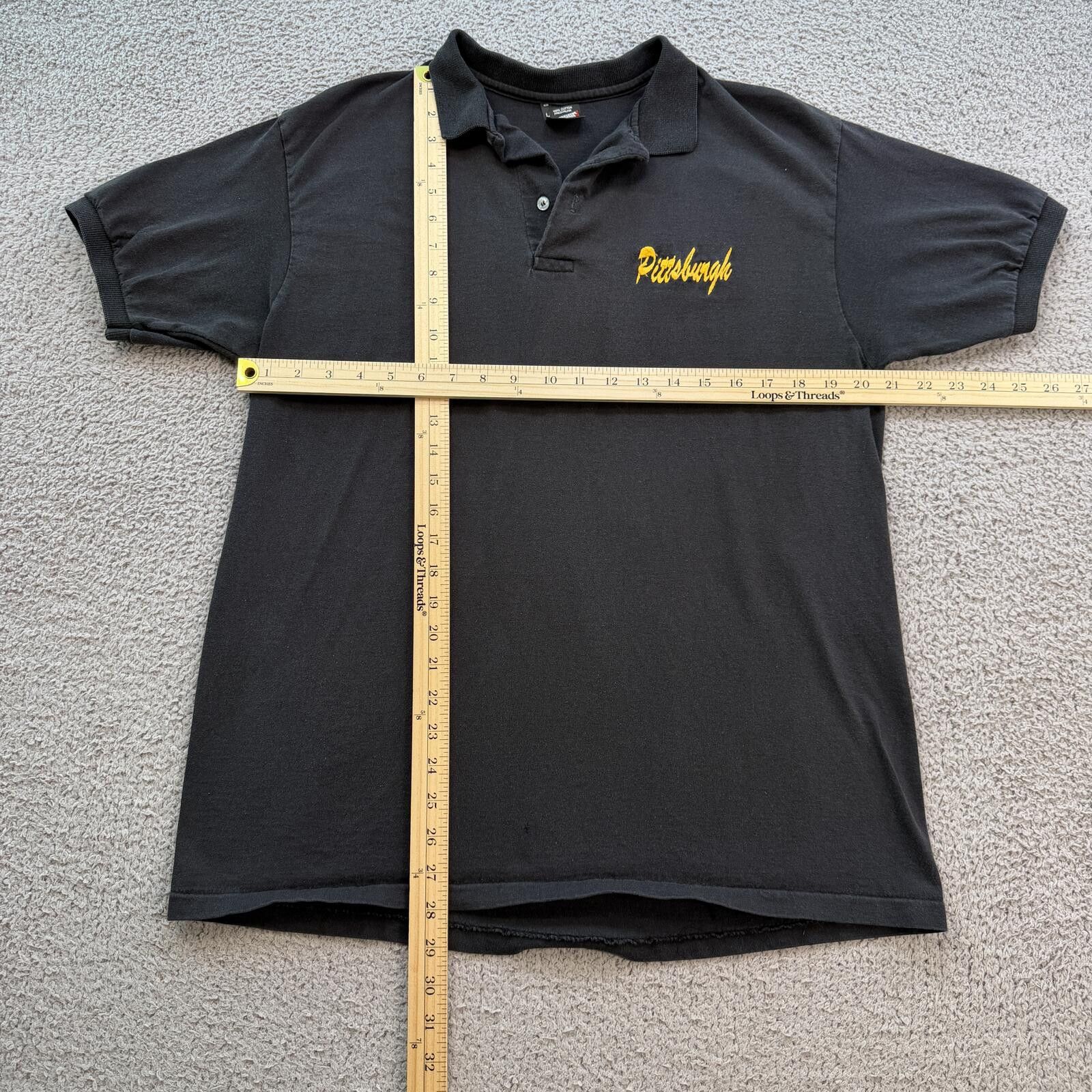 Other Vintage 90s Pittsburgh Embroidered Polo Shirt Black L Size US L / EU 52-54 / 3 - 3 Thumbnail