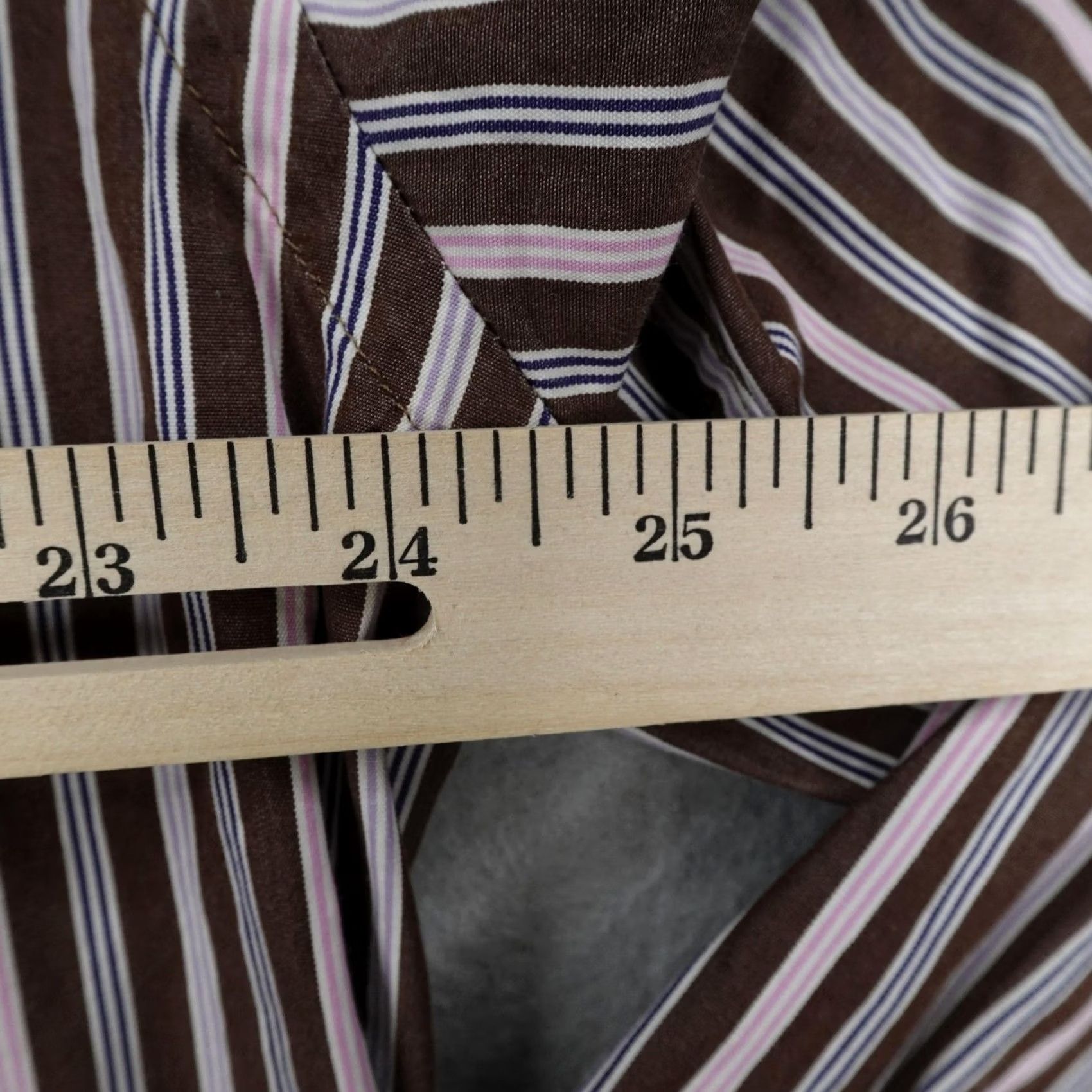 Etro ETRO Shirt Mens XL Brown Size Pink Stripes Dress Button Cotton Italy Size 46R - 7 Thumbnail