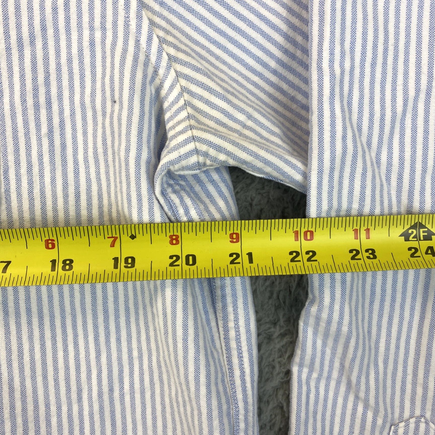 Abercrombie & Fitch Abercrombie & Fitch Dress Shirt Men's Large Long Sleeve Button-Up Striped White Blue Casual Classic Size 42R - 6 Thumbnail