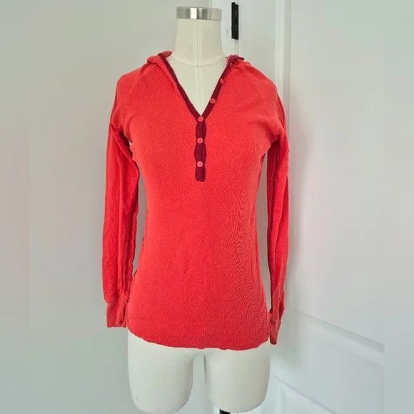 Gap 1/2 Button V-Neck Hooded Henley Fall School Spring Travel Size S / US 4 / IT 40 - 3 Thumbnail